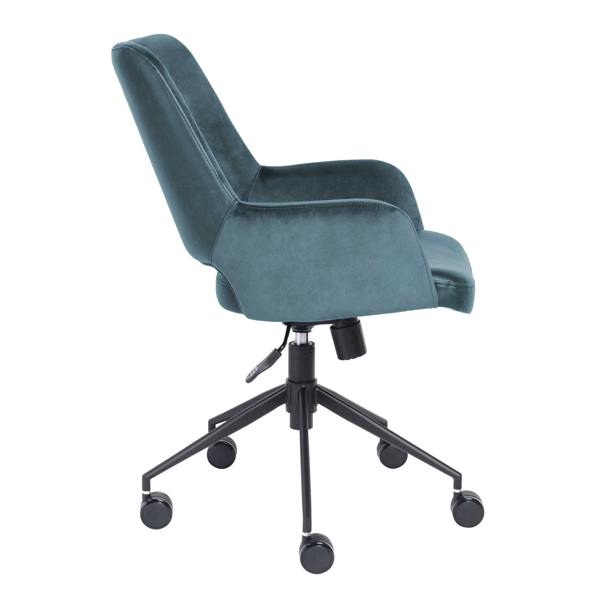 Tilt Office Chair in Blue Fabric and Leatherette with Black Base By Homeroots - Image 2