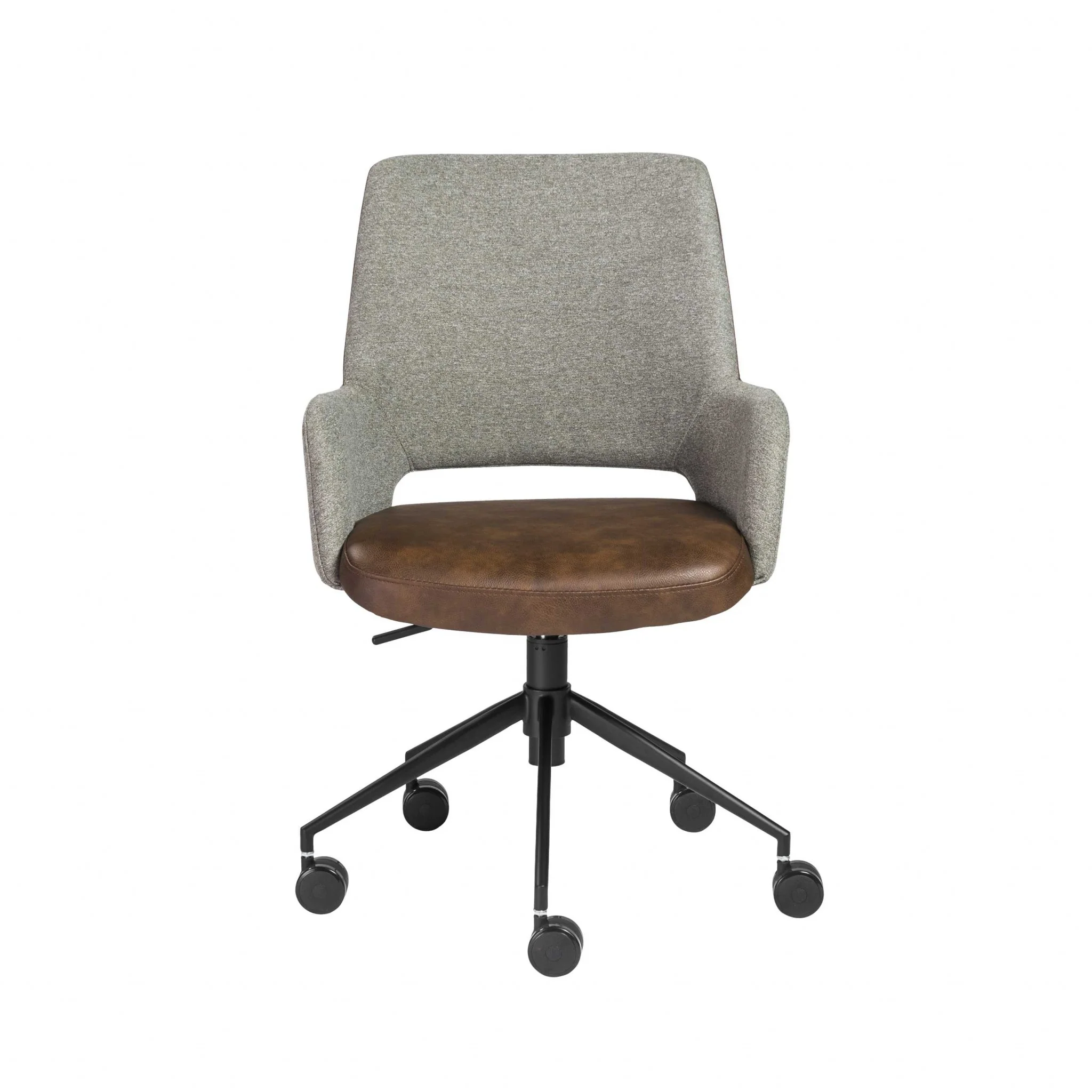 Tilt Office Chair in Blue Fabric and Leatherette with Black Base By Homeroots - Image 7