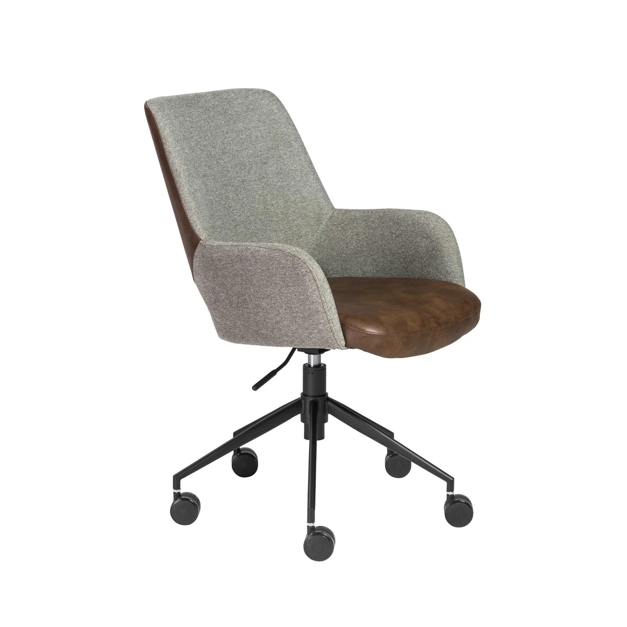 Tilt Office Chair in Blue Fabric and Leatherette with Black Base By Homeroots - Image 8