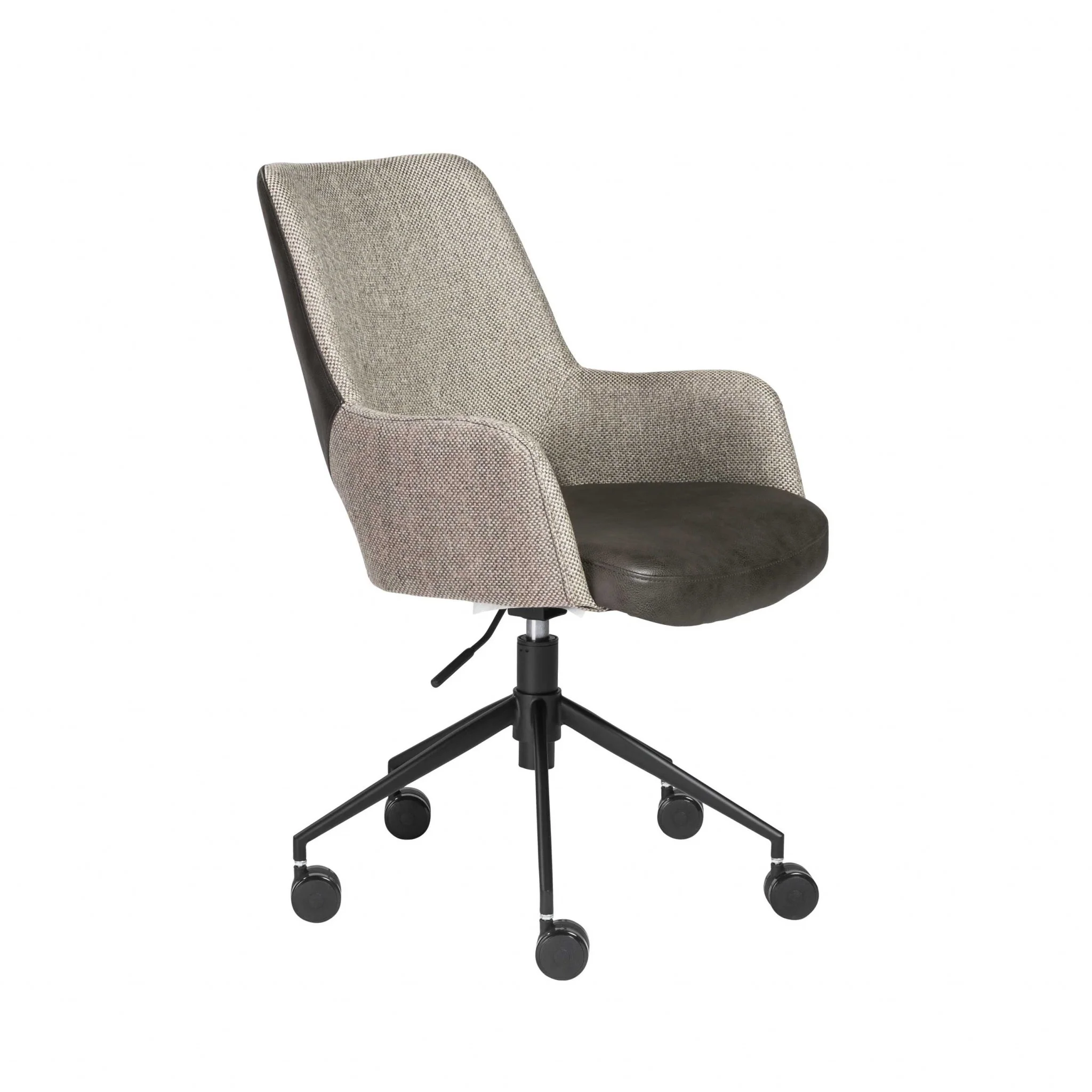 Tilt Office Chair in Light Gray Fabric and Dark Gray Leatherette with Black Base By Homeroots - Image 3