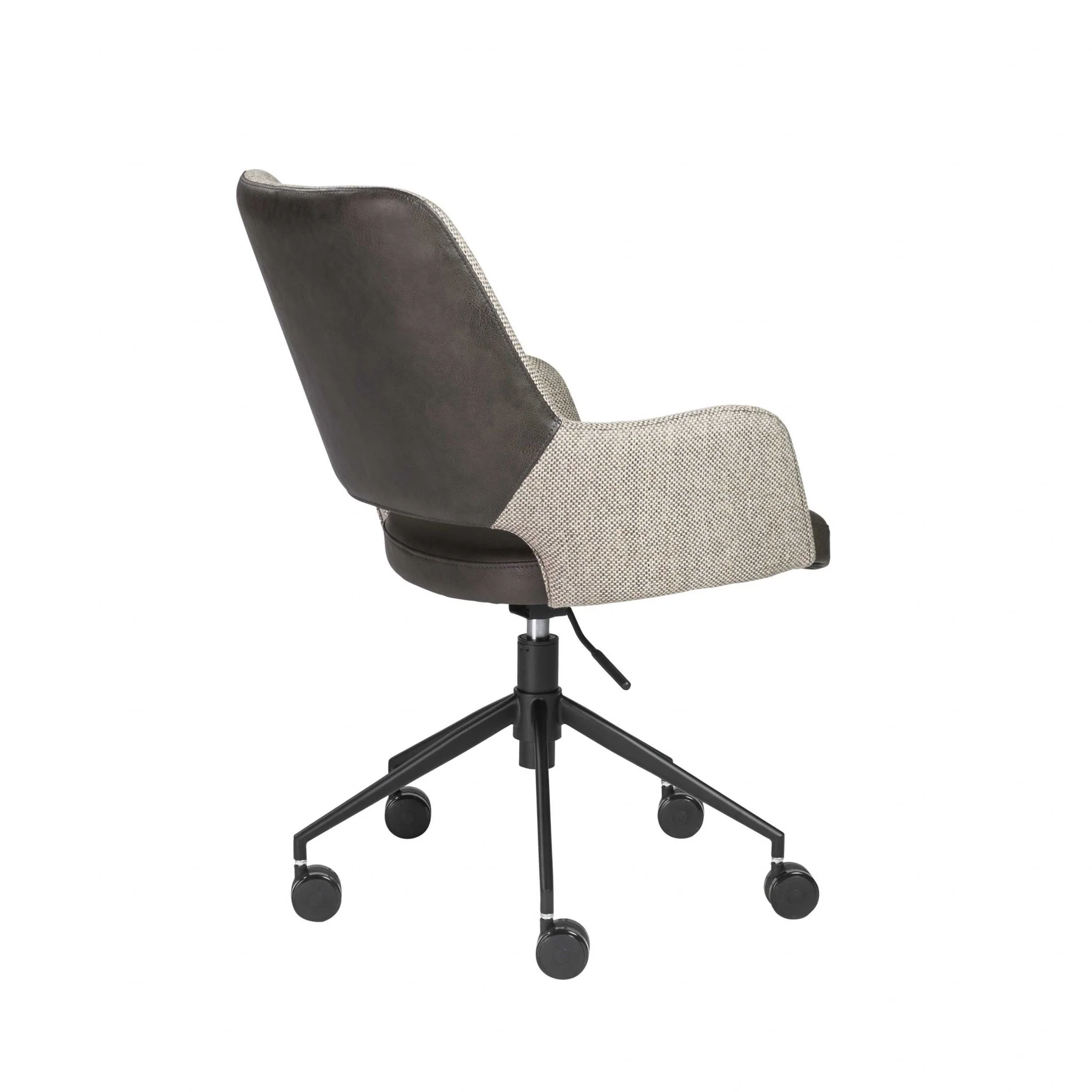 Tilt Office Chair in Light Gray Fabric and Dark Gray Leatherette with Black Base By Homeroots - Image 4
