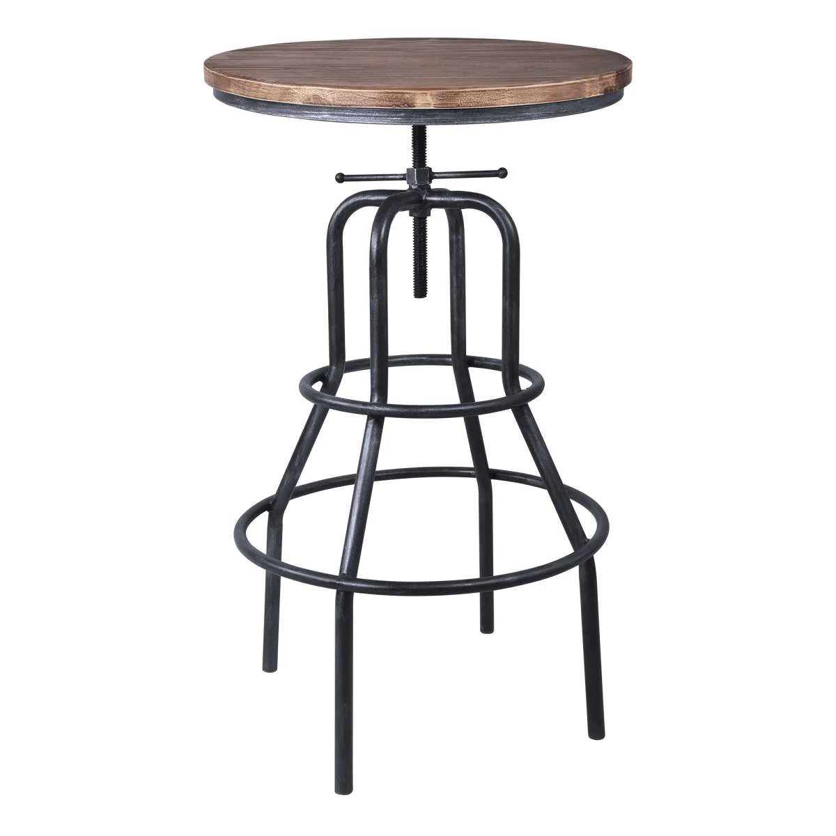 Titan Industrial Adjustable Pub Table in Industrial Gray and Pine Wood Top By Armen Living - Image 2