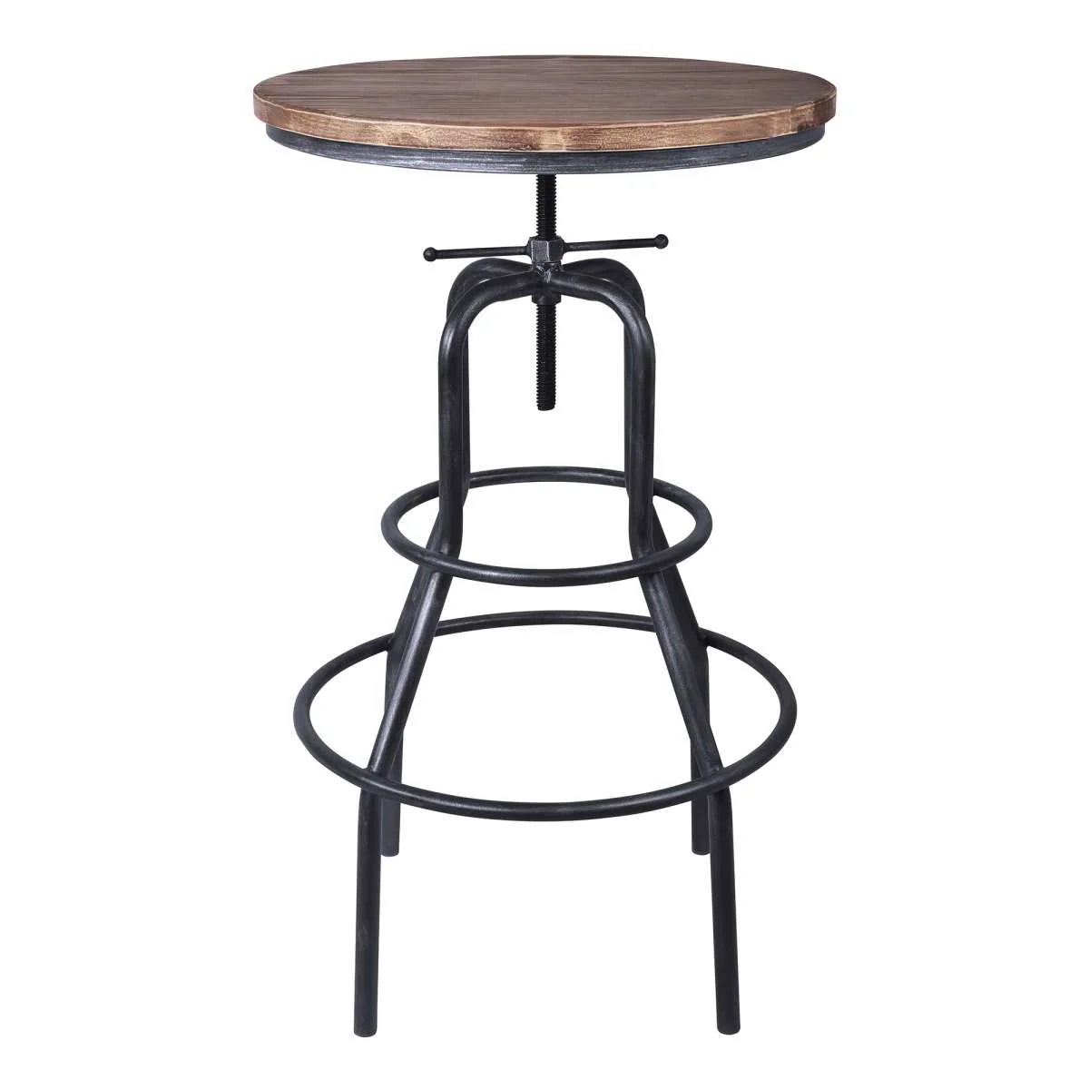 Titan Industrial Adjustable Pub Table in Industrial Gray and Pine Wood Top By Armen Living - Image 3