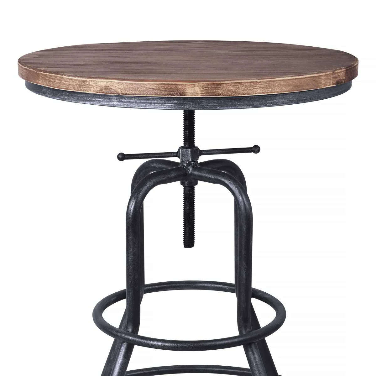 Titan Industrial Adjustable Pub Table in Industrial Gray and Pine Wood Top By Armen Living - Image 4