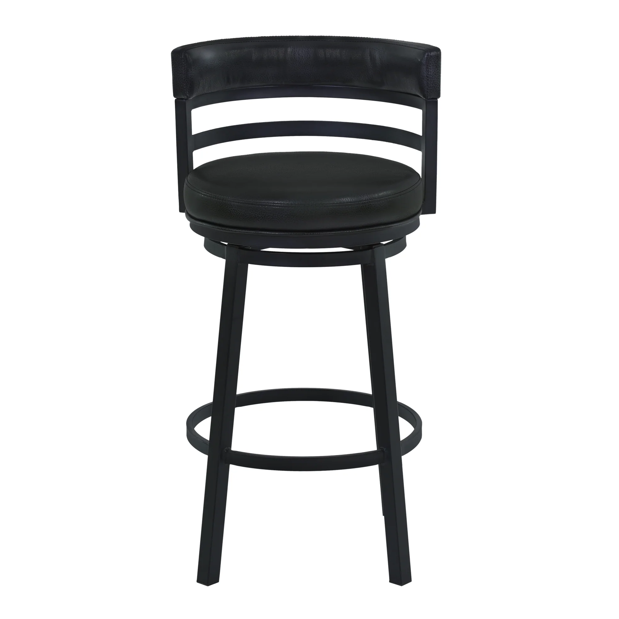Titana 26" Counter Height Metal Swivel Barstool in Ford Black Pu and Black Finish By Armen Living - Image 3