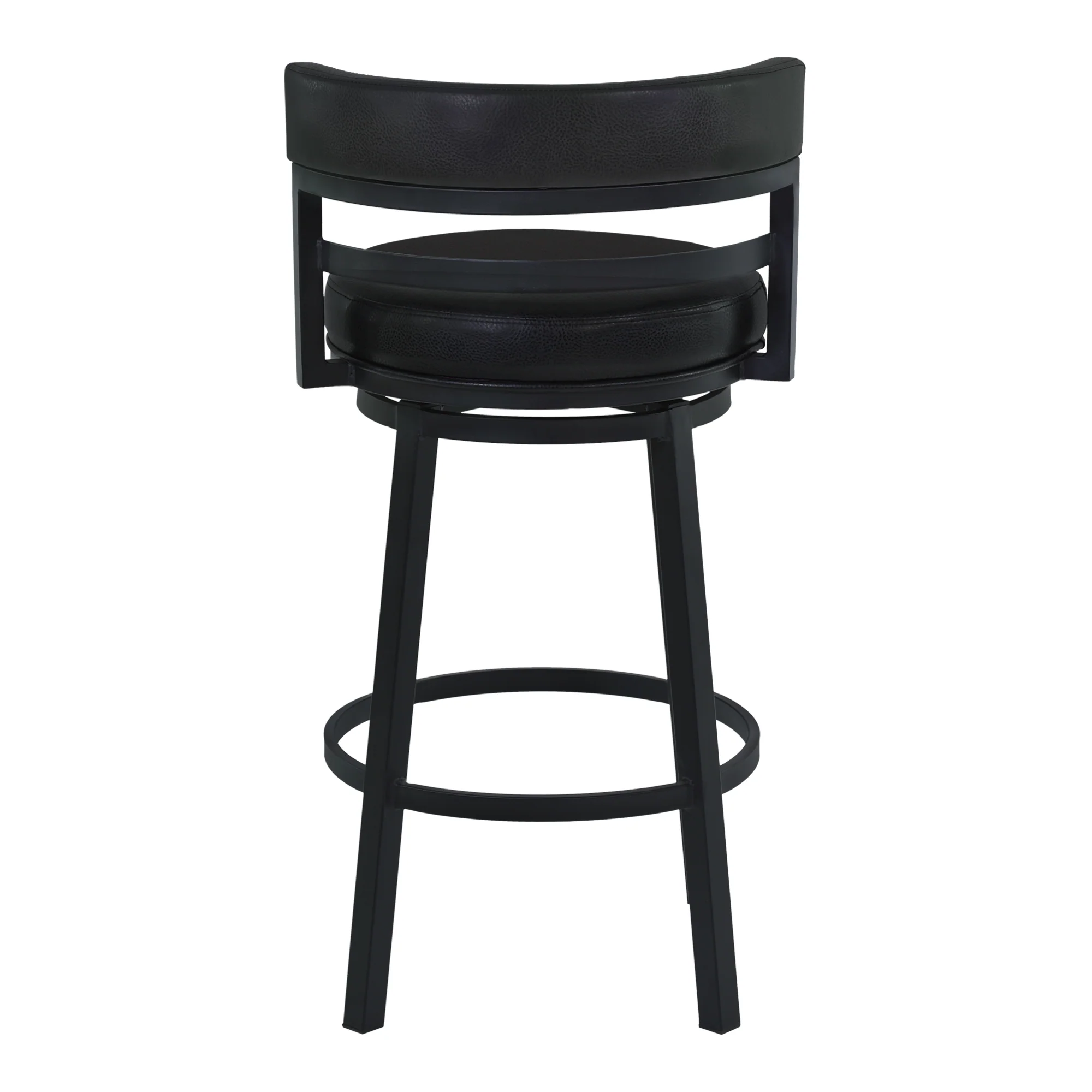 Titana 26" Counter Height Metal Swivel Barstool in Ford Black Pu and Black Finish By Armen Living - Image 4