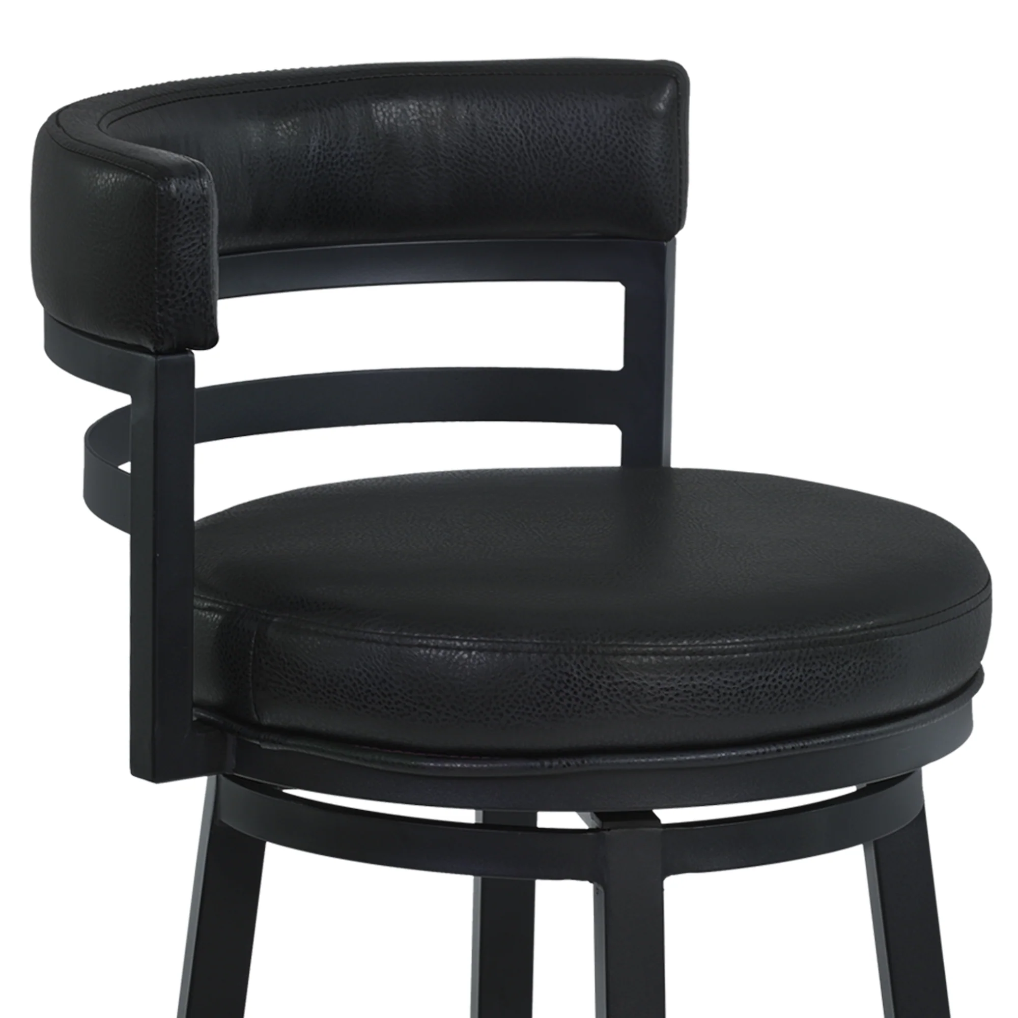 Titana 26" Counter Height Metal Swivel Barstool in Ford Black Pu and Black Finish By Armen Living - Image 5