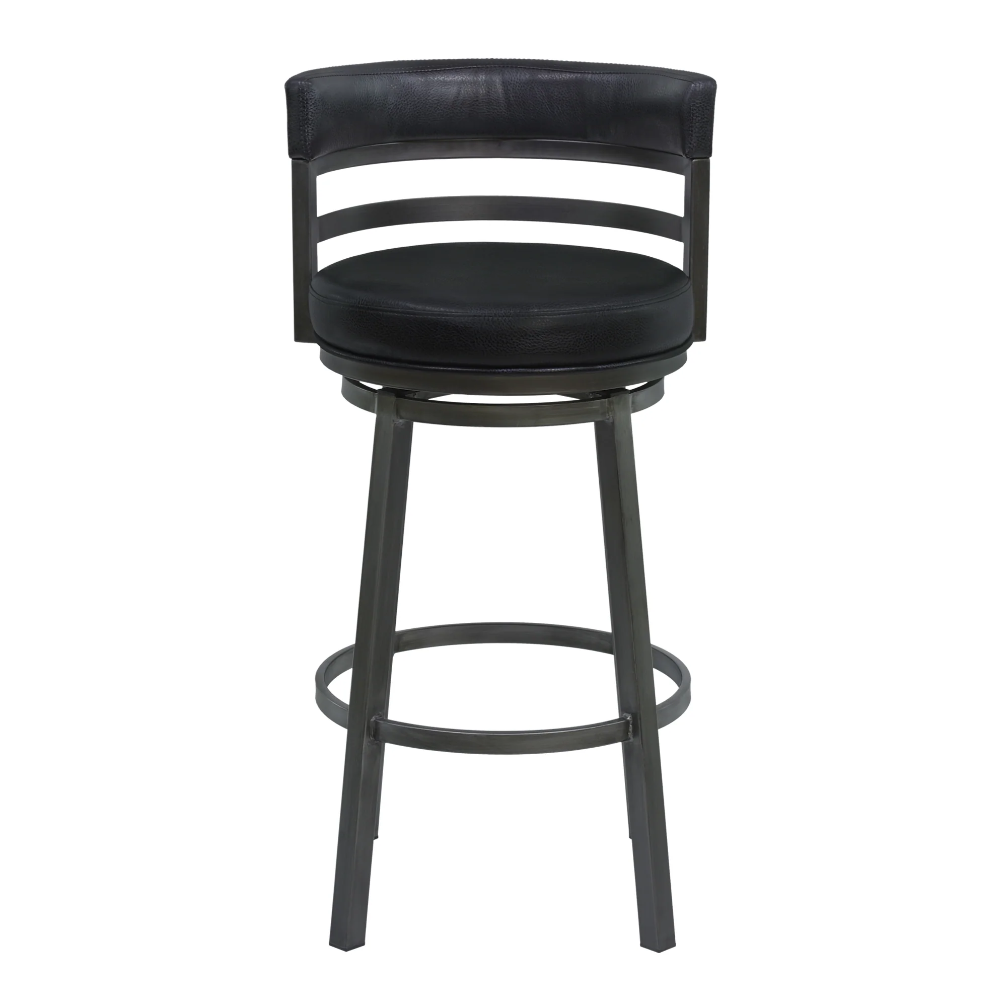 Titana 26" Counter Height Metal Swivel Barstool in Ford Black Pu and Mineral Finish By Armen Living - Image 3