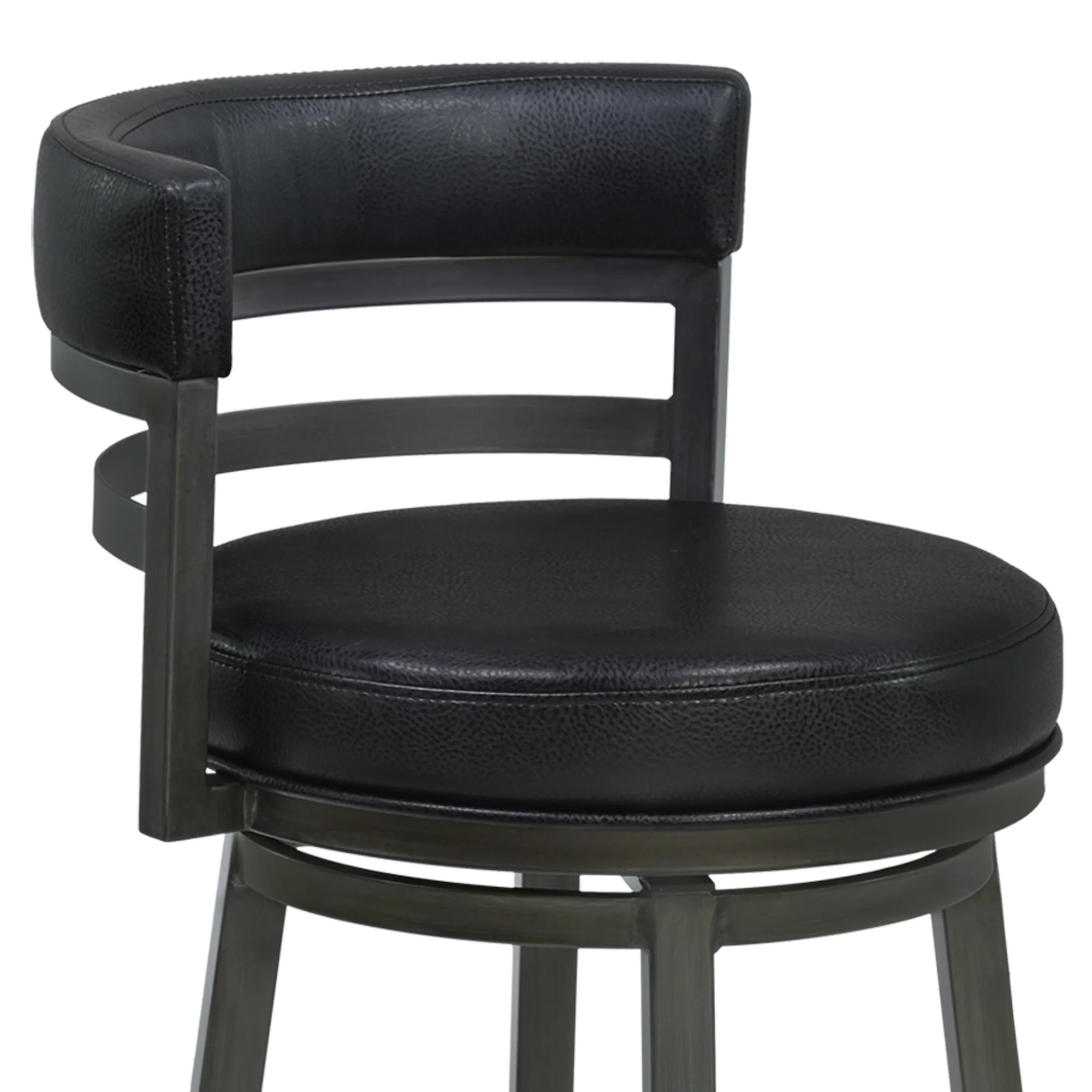 Titana 26" Counter Height Metal Swivel Barstool in Ford Black Pu and Mineral Finish By Armen Living - Image 5