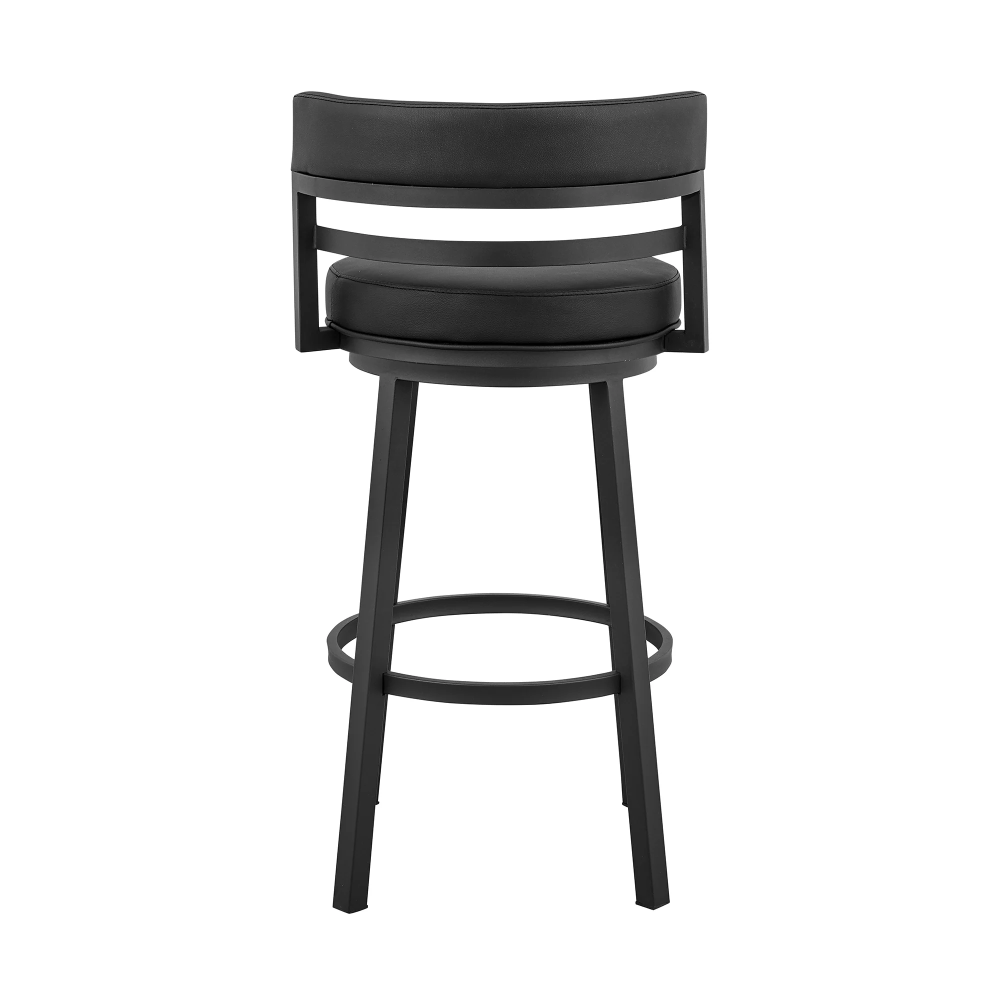 Titana 26" Counter Height Swivel Black Faux Leather and Metal Bar Stool By Armen Living - Image 6