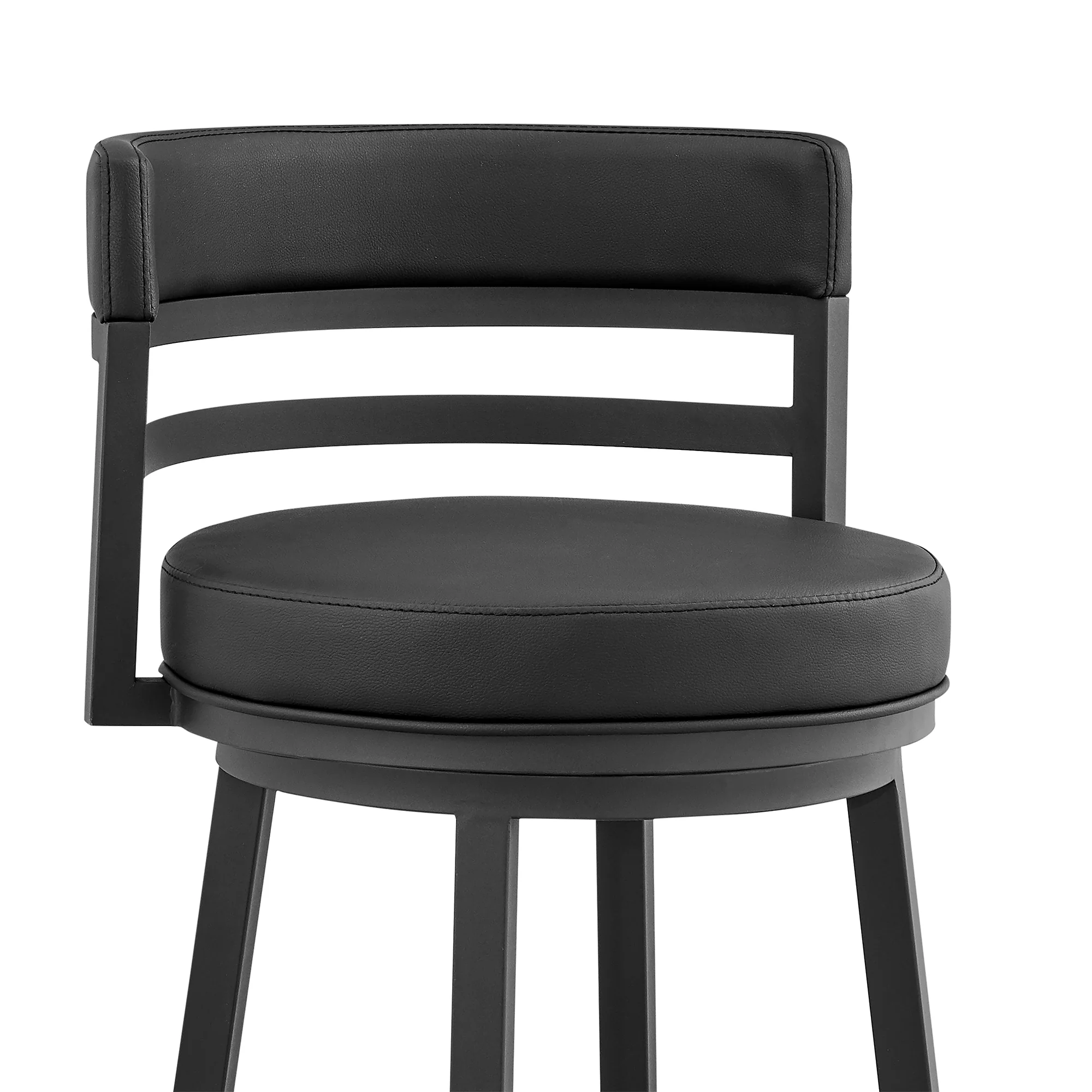 Titana 26" Counter Height Swivel Black Faux Leather and Metal Bar Stool By Armen Living - Image 7