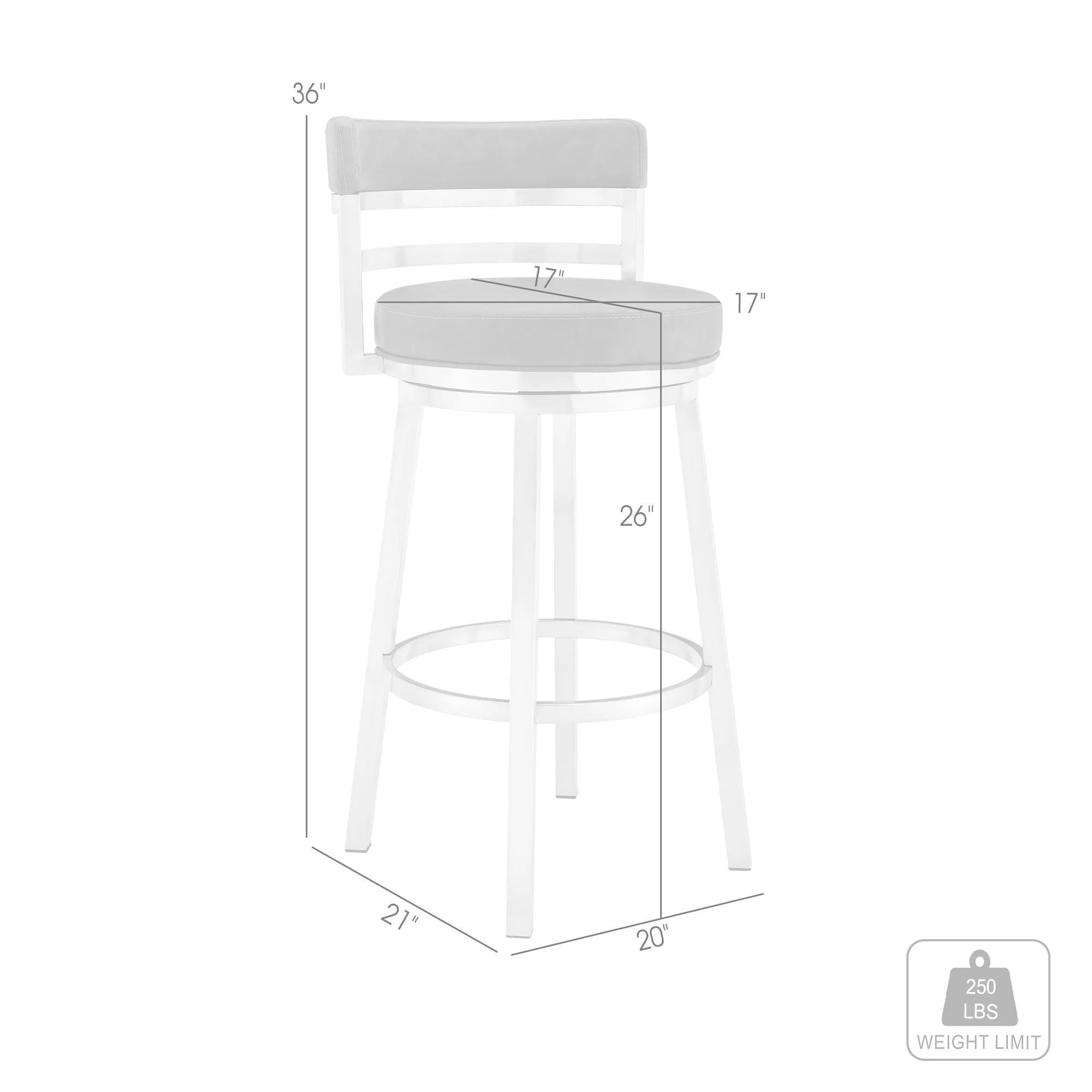 Titana 26" Counter Height Swivel Blue Faux Leather and Brushed Stainless Steel Bar Stool By Armen Living - Image 9
