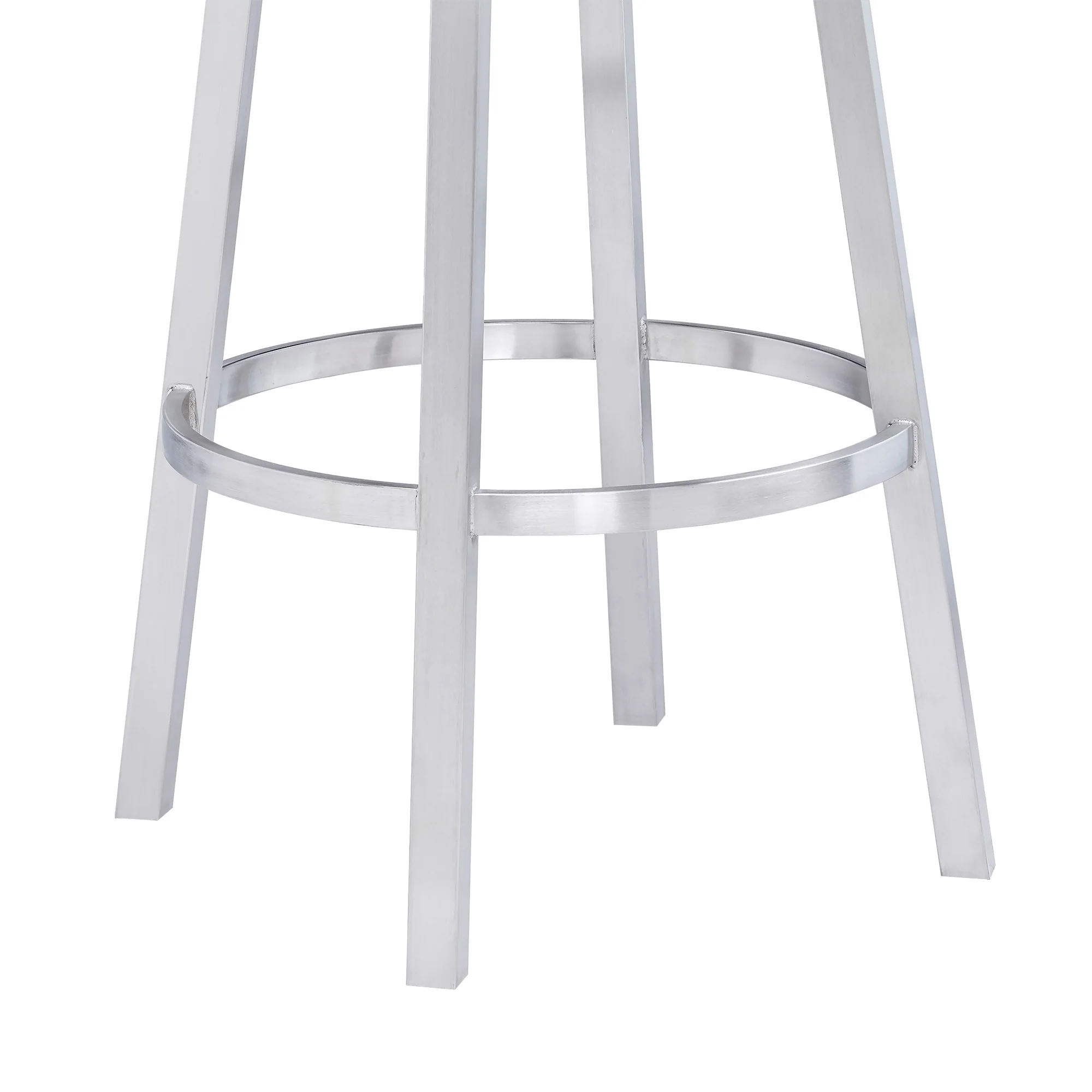 Titana 26" Counter Height Swivel Grey Faux Leather and Brushed Stainless Steel Bar Stool By Armen Living - Image 7