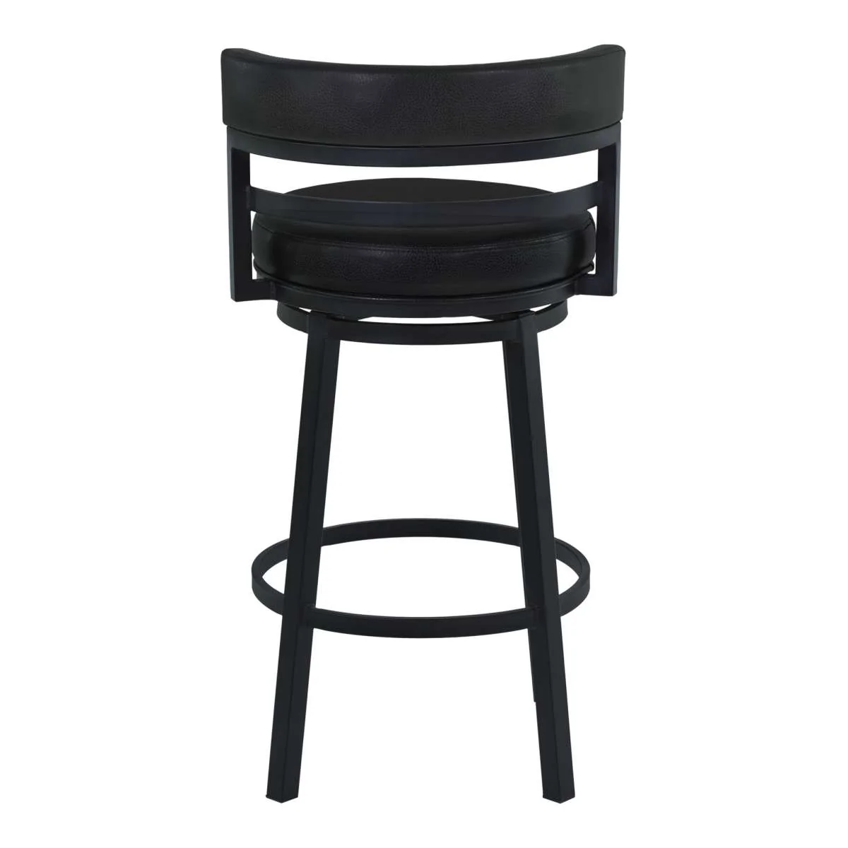Titana 30" Bar Height Metal Swivel Barstool in Ford Black Pu and Black Finish By Armen Living - Image 2