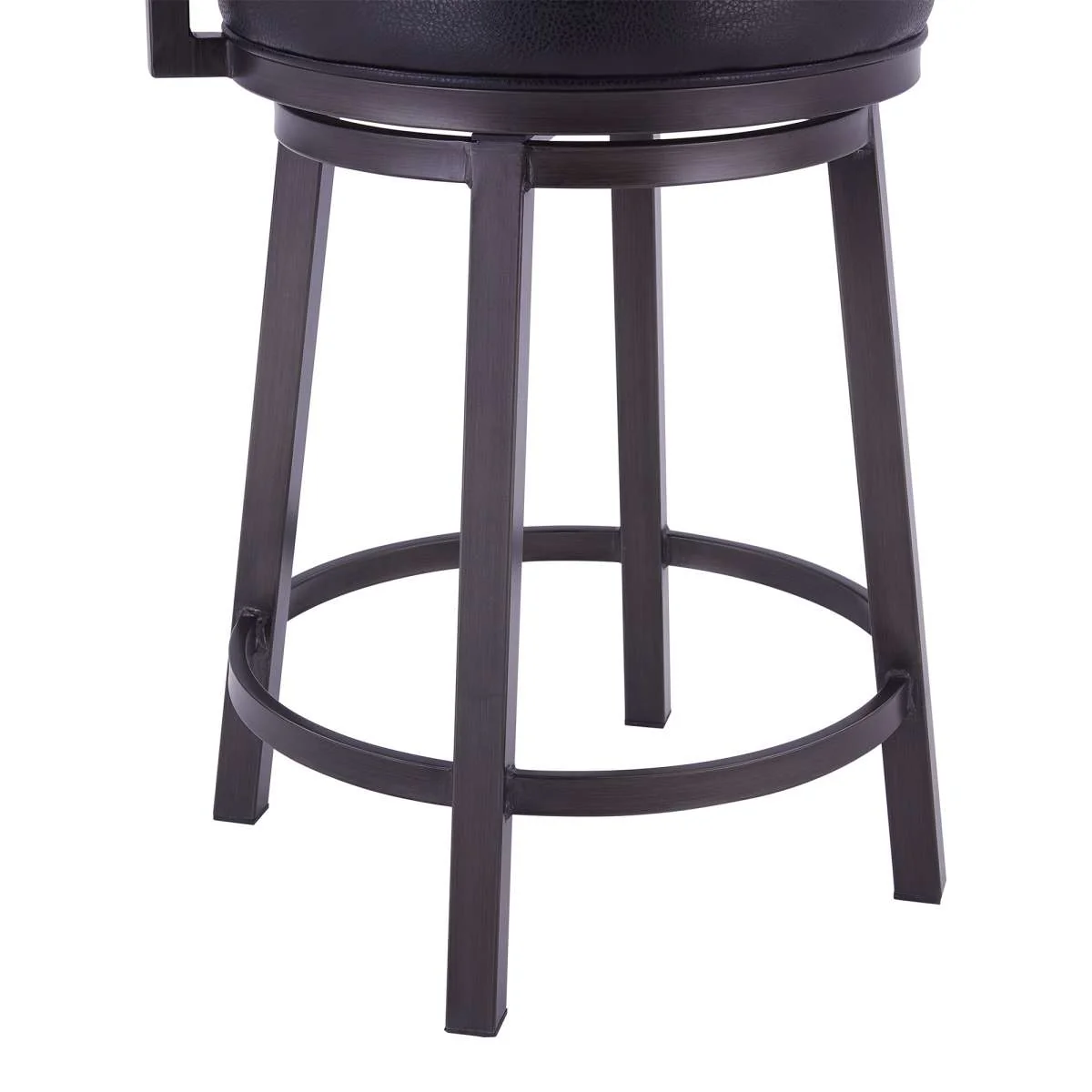 Titana 30" Bar Height Metal Swivel Barstool in Ford Black Pu and Mineral Finish By Armen Living - Image 3
