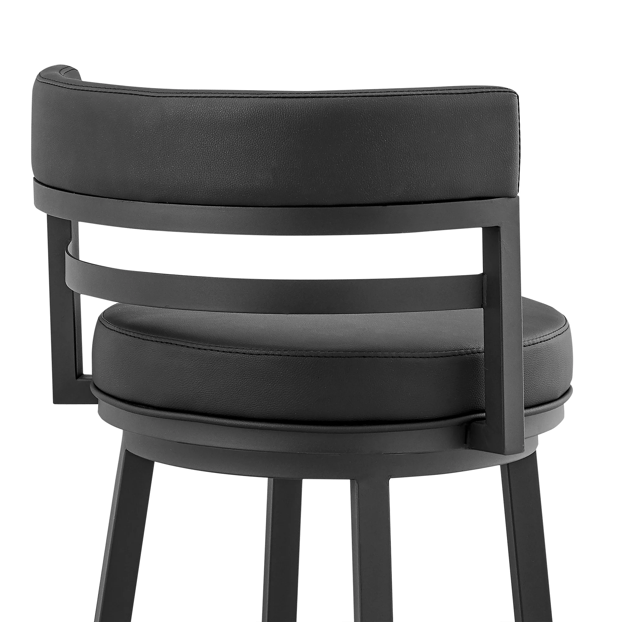 Titana 30" Bar Height Swivel Black Faux Leather and Metal Bar Stool By Armen Living - Image 10
