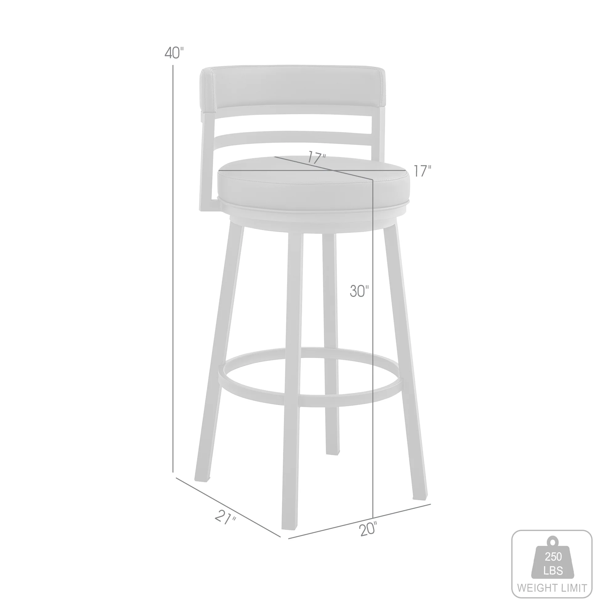 Titana 30" Bar Height Swivel Black Faux Leather and Metal Bar Stool By Armen Living - Image 9