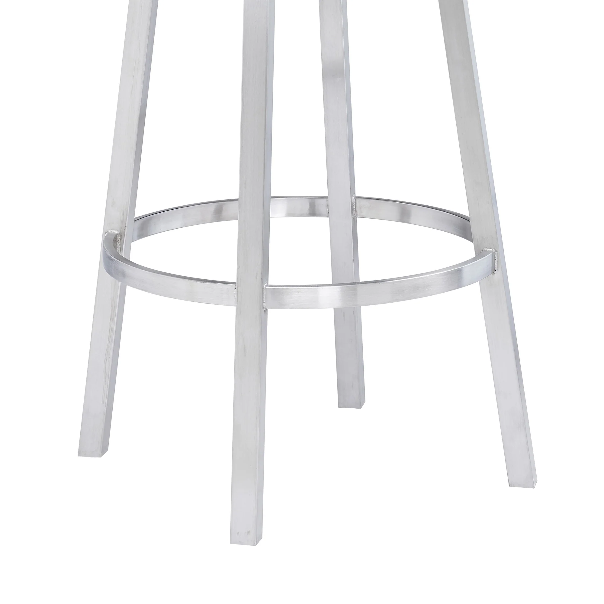 Titana 30" Bar Height Swivel White Faux Leather and Brushed Stainless Steel Bar Stool By Armen Living - Image 7