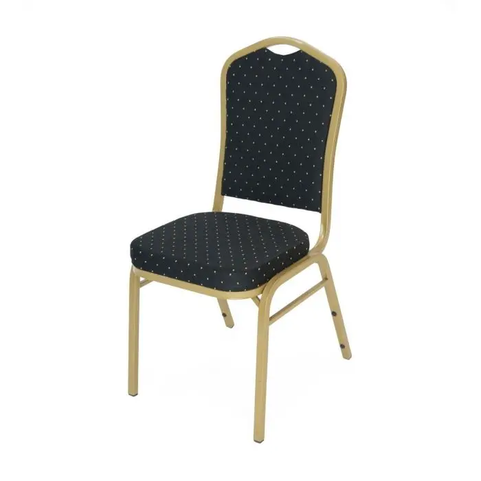 TitanPRO™ Crown Back Banquet Chair with Gold Frame-Black Pattern Set Of 4 By Atlas - Image 2