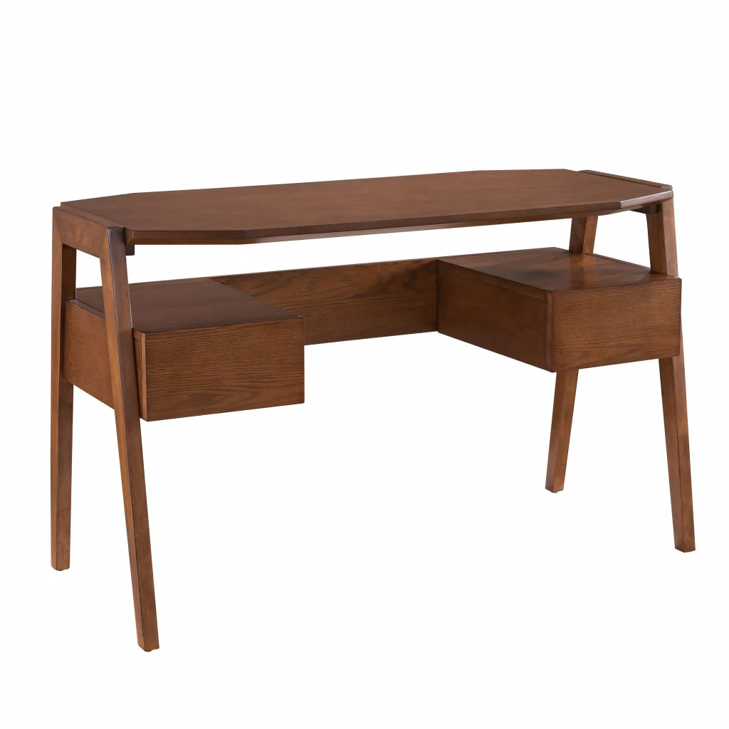 Tobacco Brown Modern Writing Desk with Storage By Homeroots - Image 5