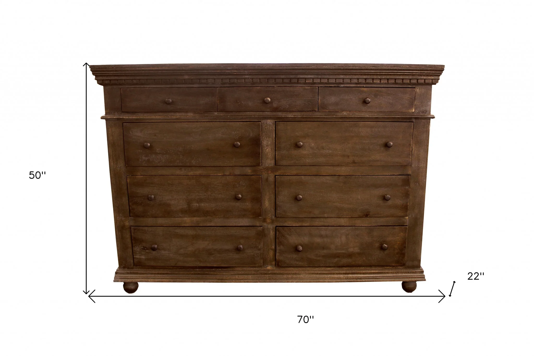 Tobacco Solid Wood Nine Drawer Gentleman's Chest By Homeroots - Image 5