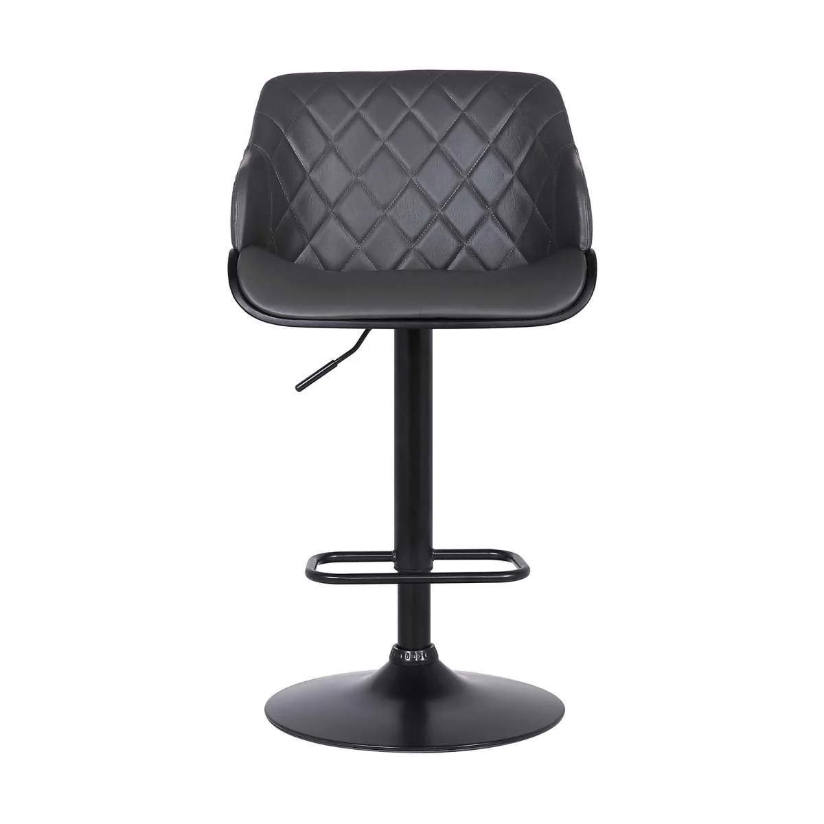 Toby Grey Faux Leather Adjustable Height Swivel Black Wood and Metal Bar Stool By Armen Living - Image 3