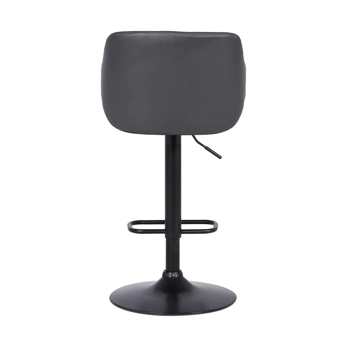 Toby Grey Faux Leather Adjustable Height Swivel Black Wood and Metal Bar Stool By Armen Living - Image 5