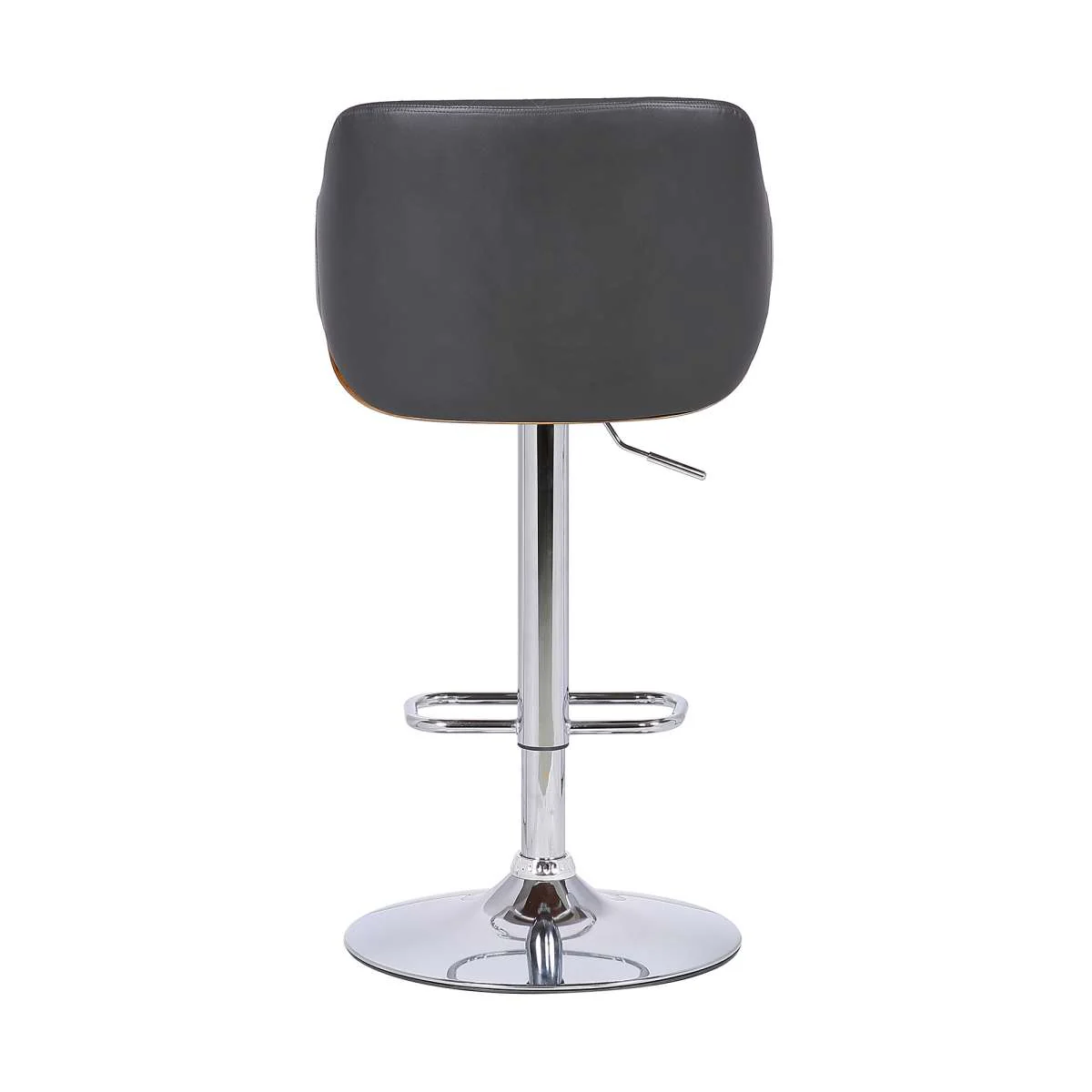 Toby Grey Faux Leather Adjustable Height Swivel Walnut Wood and Chrome Bar Stool By Armen Living - Image 5