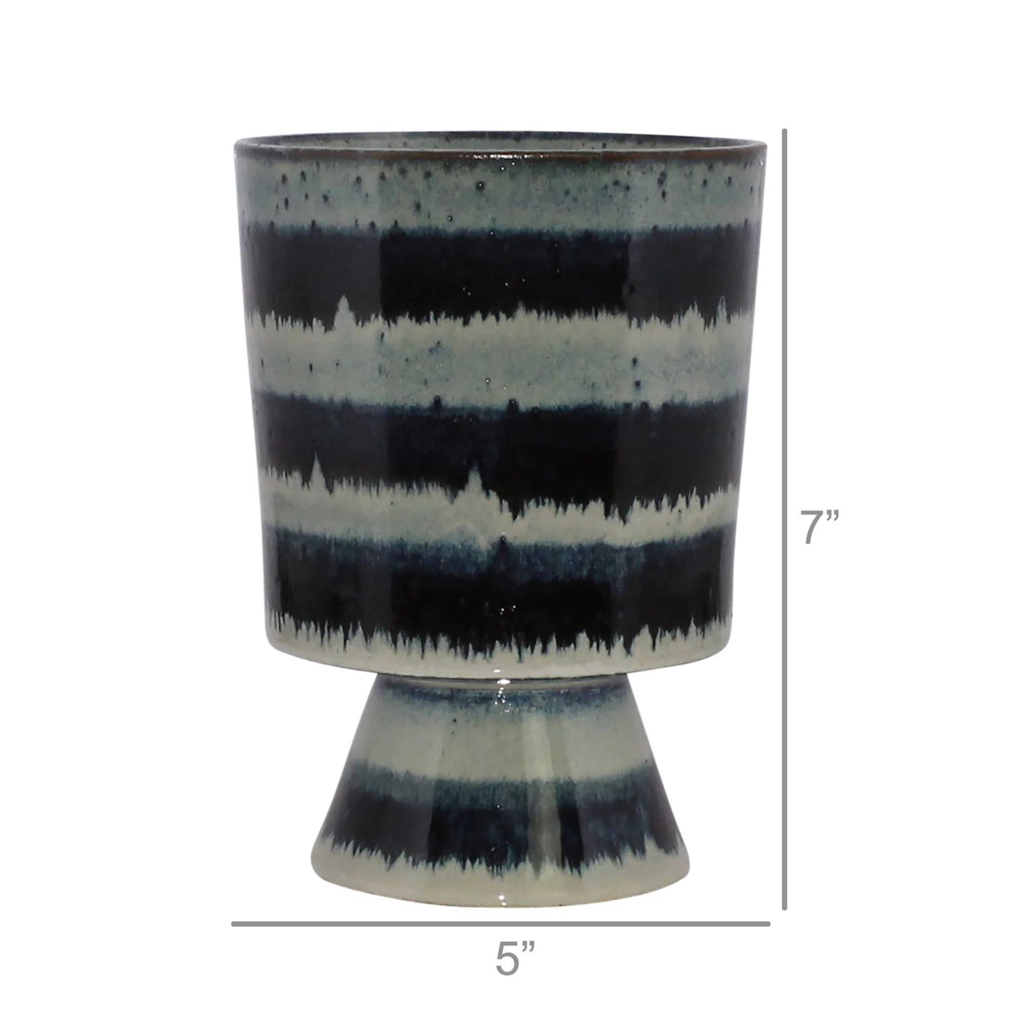 Toku Chalice, Ceramic - Indigo Stripe Set Of 2 By HomArt - Image 3