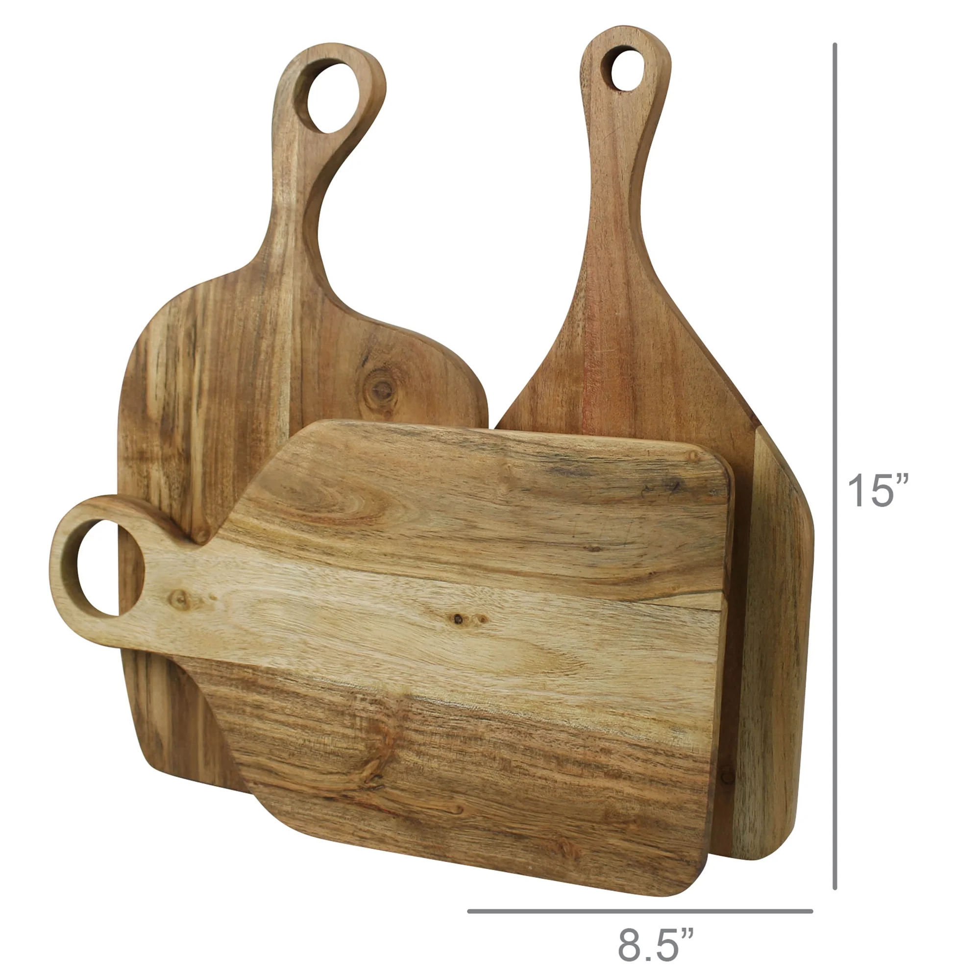 Toledo Cutting Boards, Acacia Wood - Set of 3 By HomArt - Image 2