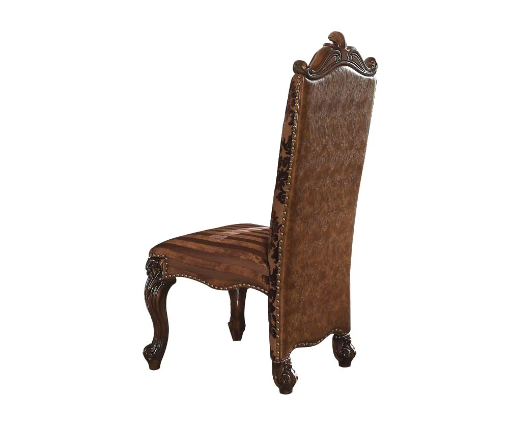 Tone Brown Fau Leather Fabric Cherry Oak Upholstery Finish Side Chair Set By Homeroots - Image 2