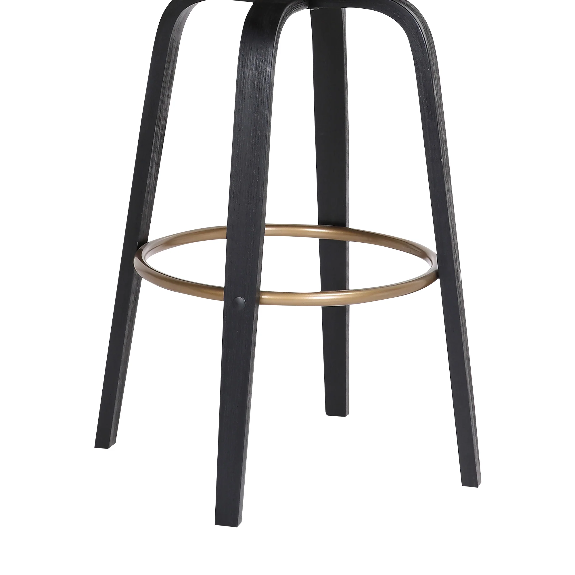 Topanga 26" Swivel Black Wood Counter Stool in Grey Faux Leather with Golden Bronze Metal By Armen Living - Image 8