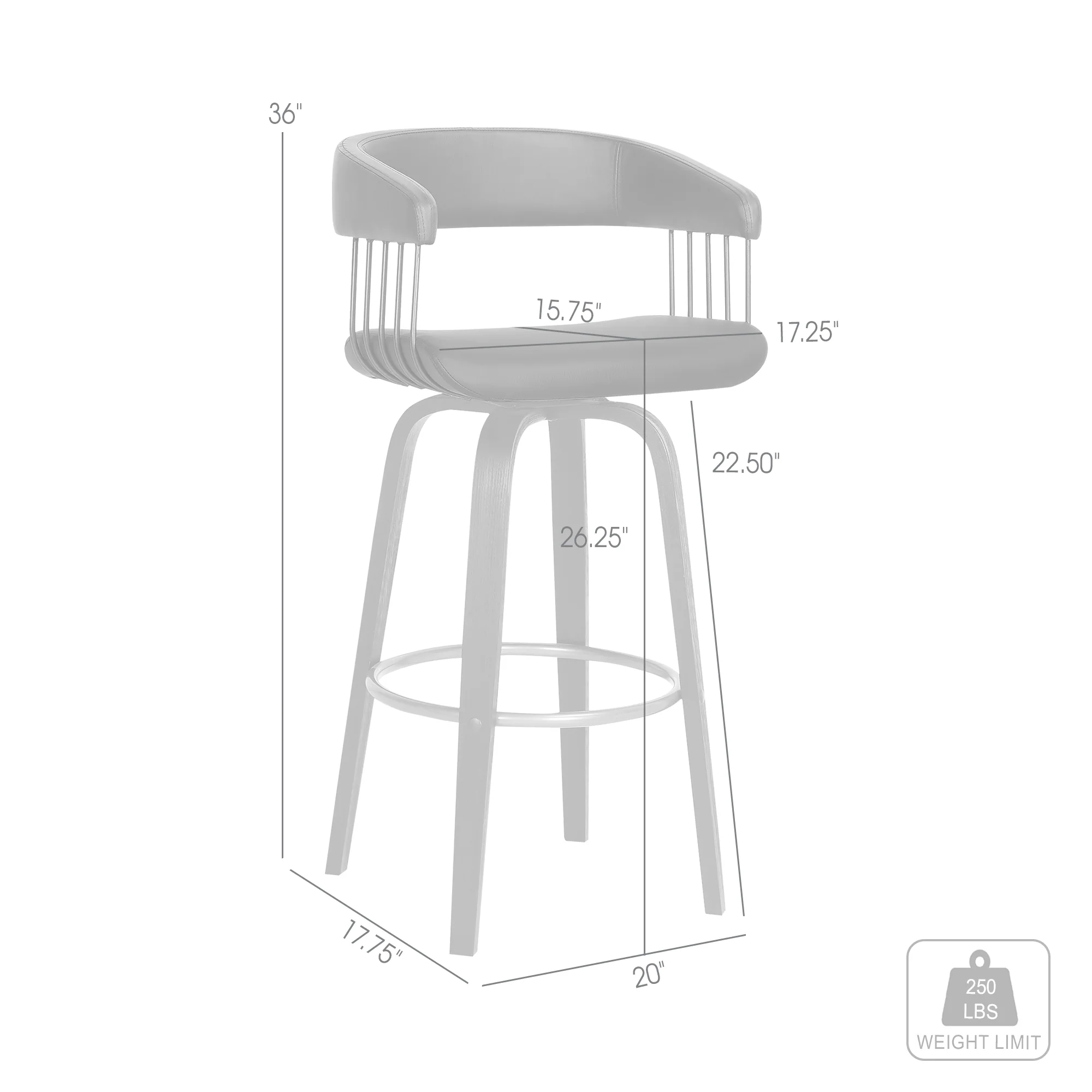 Topanga 26" Swivel Walnut Wood Counter Stool in Cream Faux Leather with Golden Bronze Metal By Armen Living - Image 15