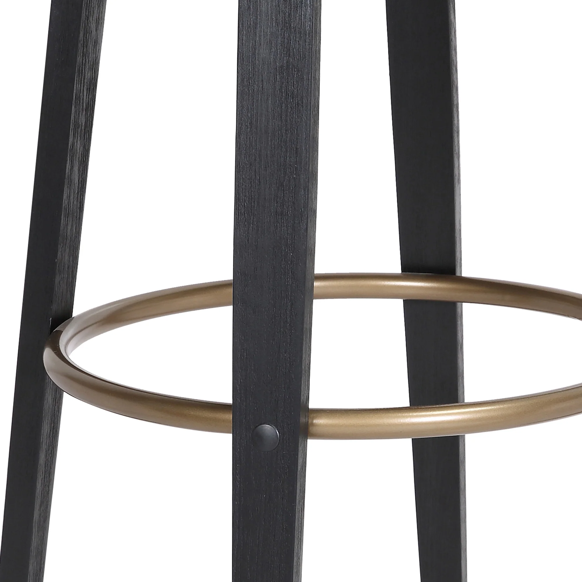 Topanga 26" Swivel Walnut Wood Counter Stool in Cream Faux Leather with Golden Bronze Metal By Armen Living - Image 16
