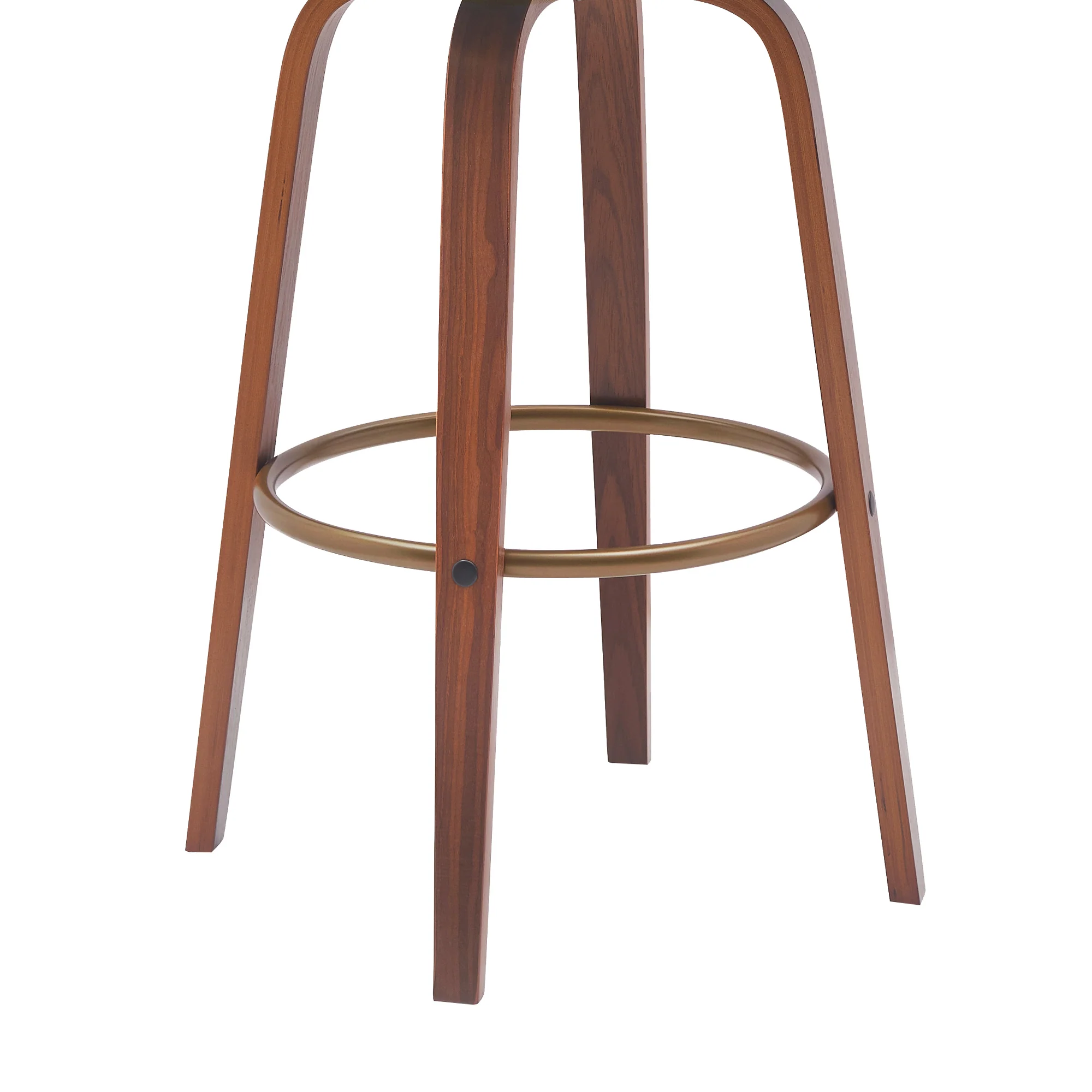 Topanga 30.5" Swivel Walnut Wood Bar Stool in Cream Faux Leather with Golden Bronze Metal By Armen Living - Image 8