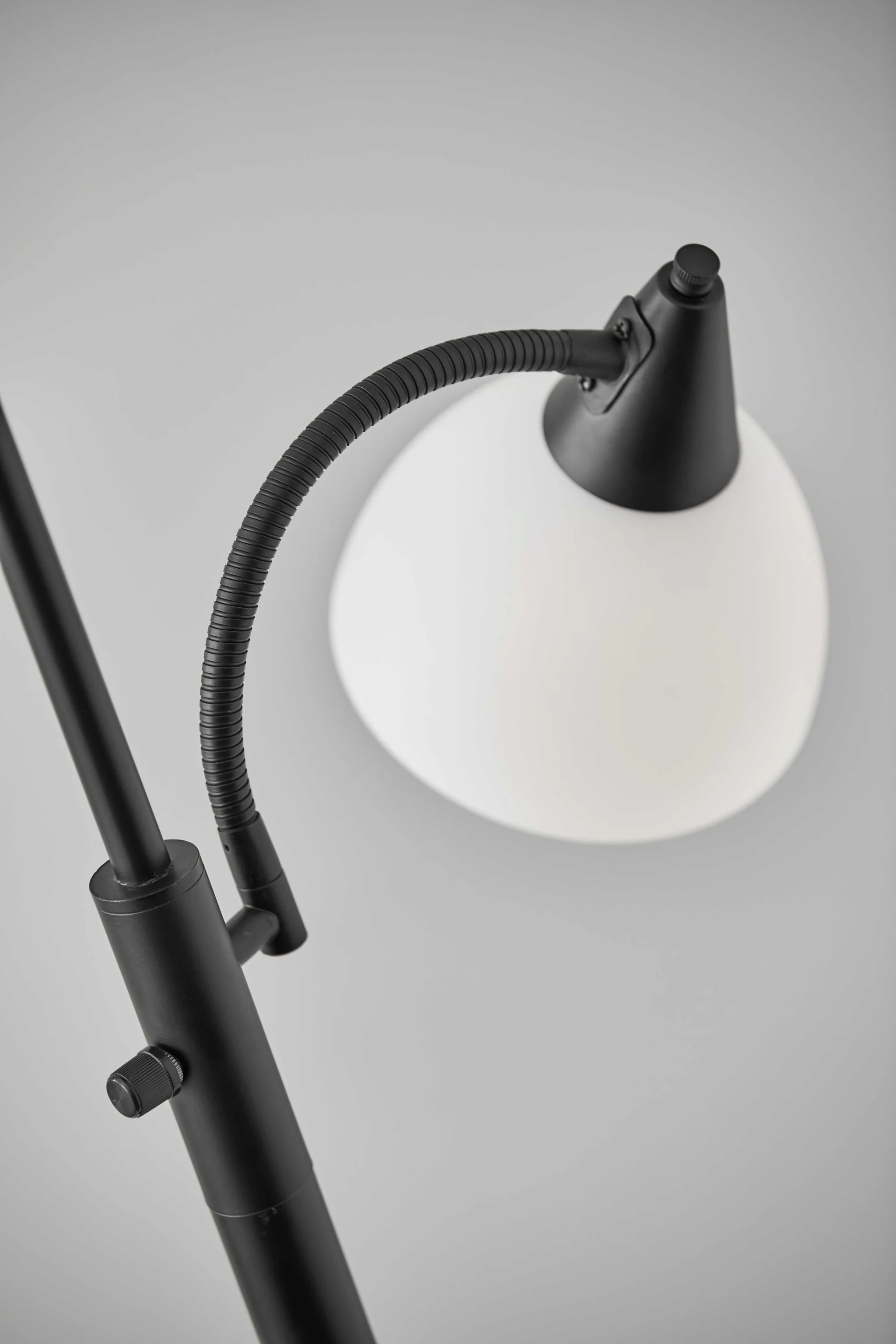 Torchiere Plus Chairside Floor Lamp in Black Metal By Homeroots - Image 4