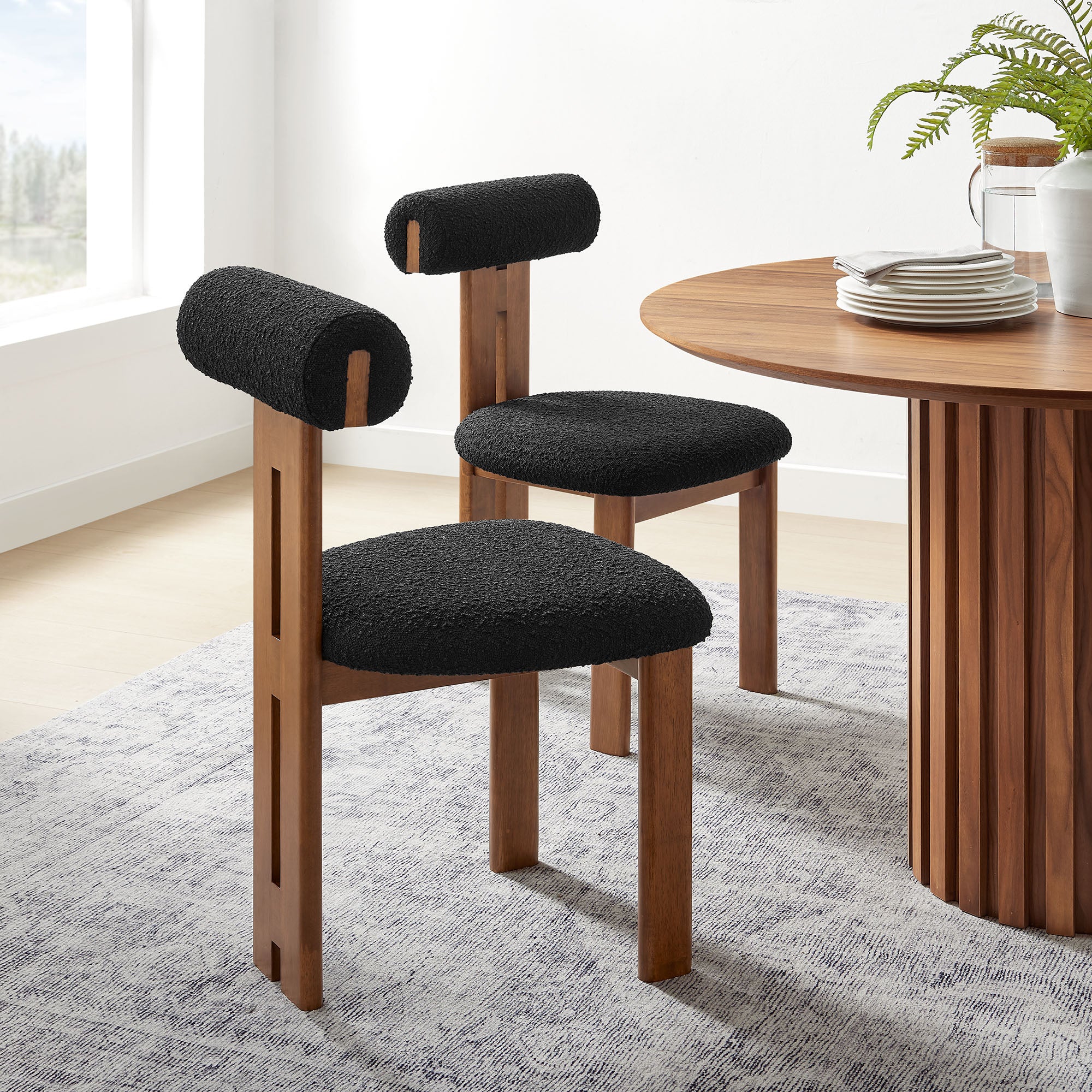 Torian Boucle Fabric Dining Chair Set of 2 by Modway - Image 18