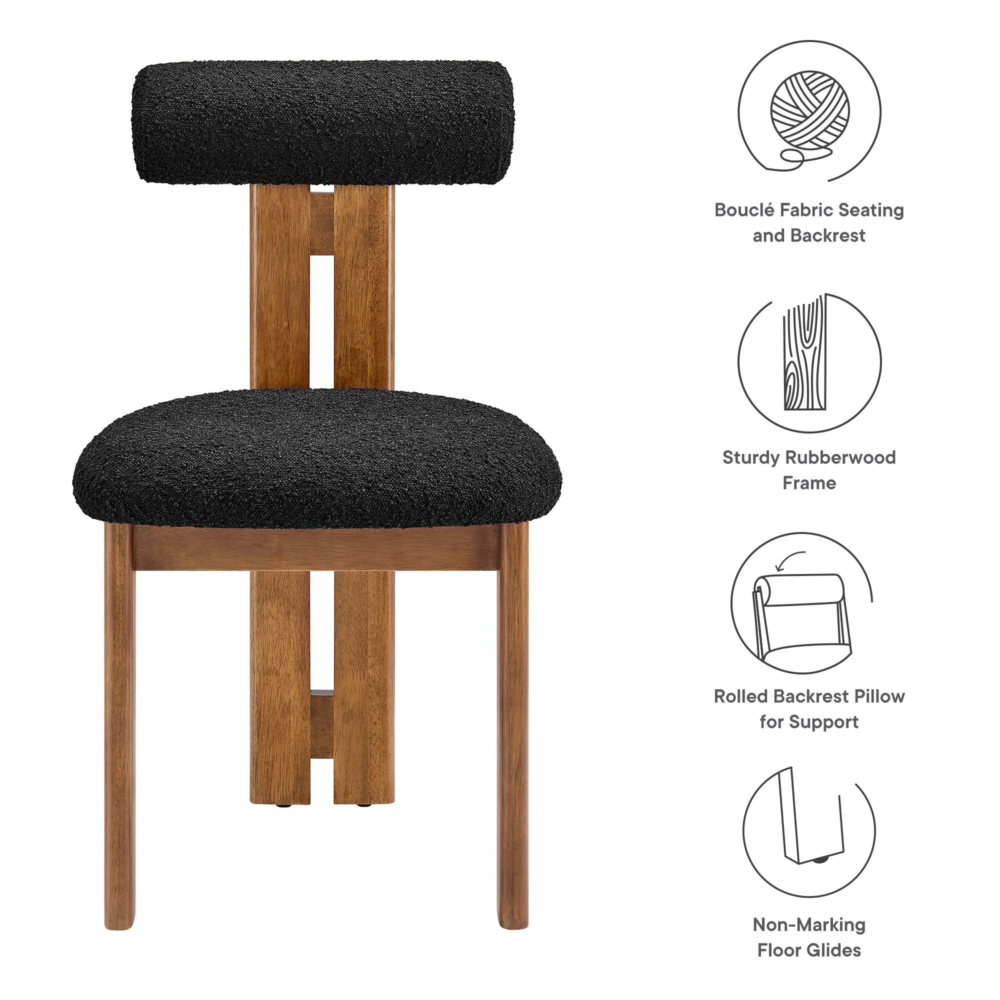 Torian Boucle Fabric Dining Chair Set of 2 by Modway - Image 19