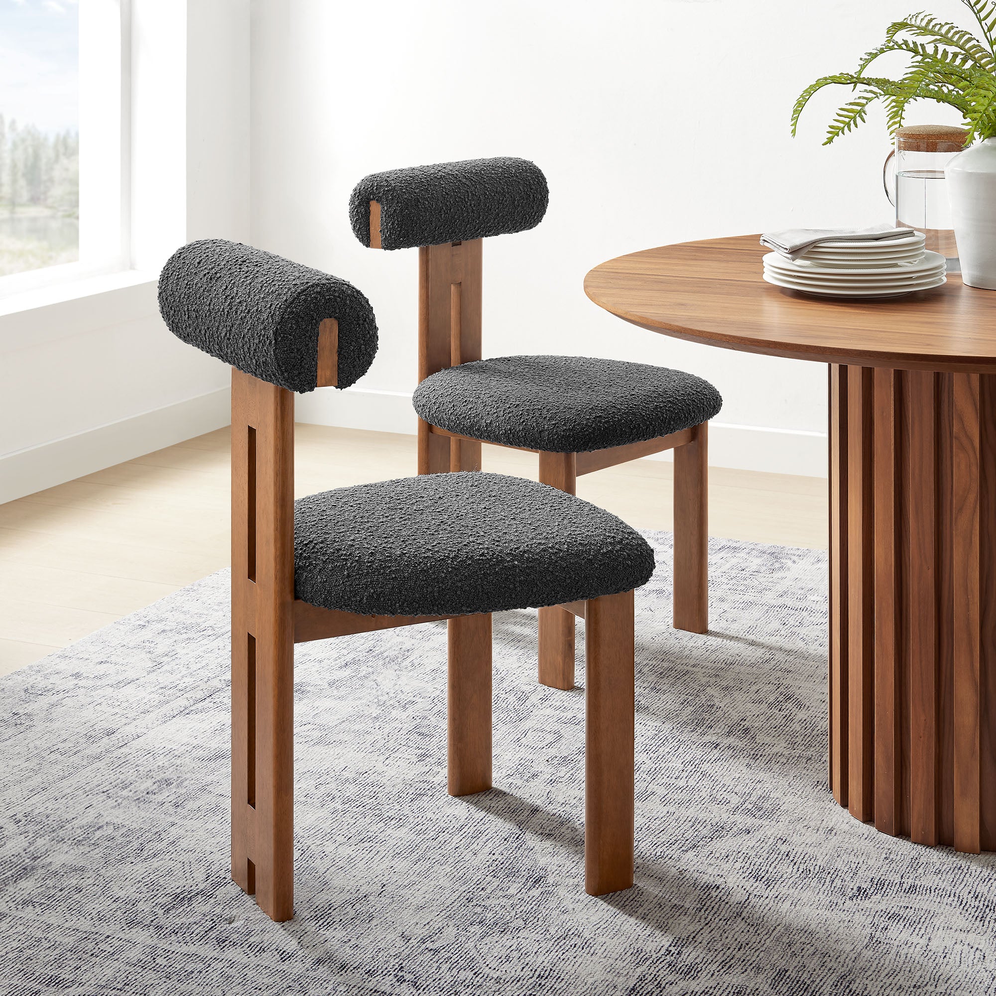 Torian Boucle Fabric Dining Chair Set of 2 by Modway - Image 28