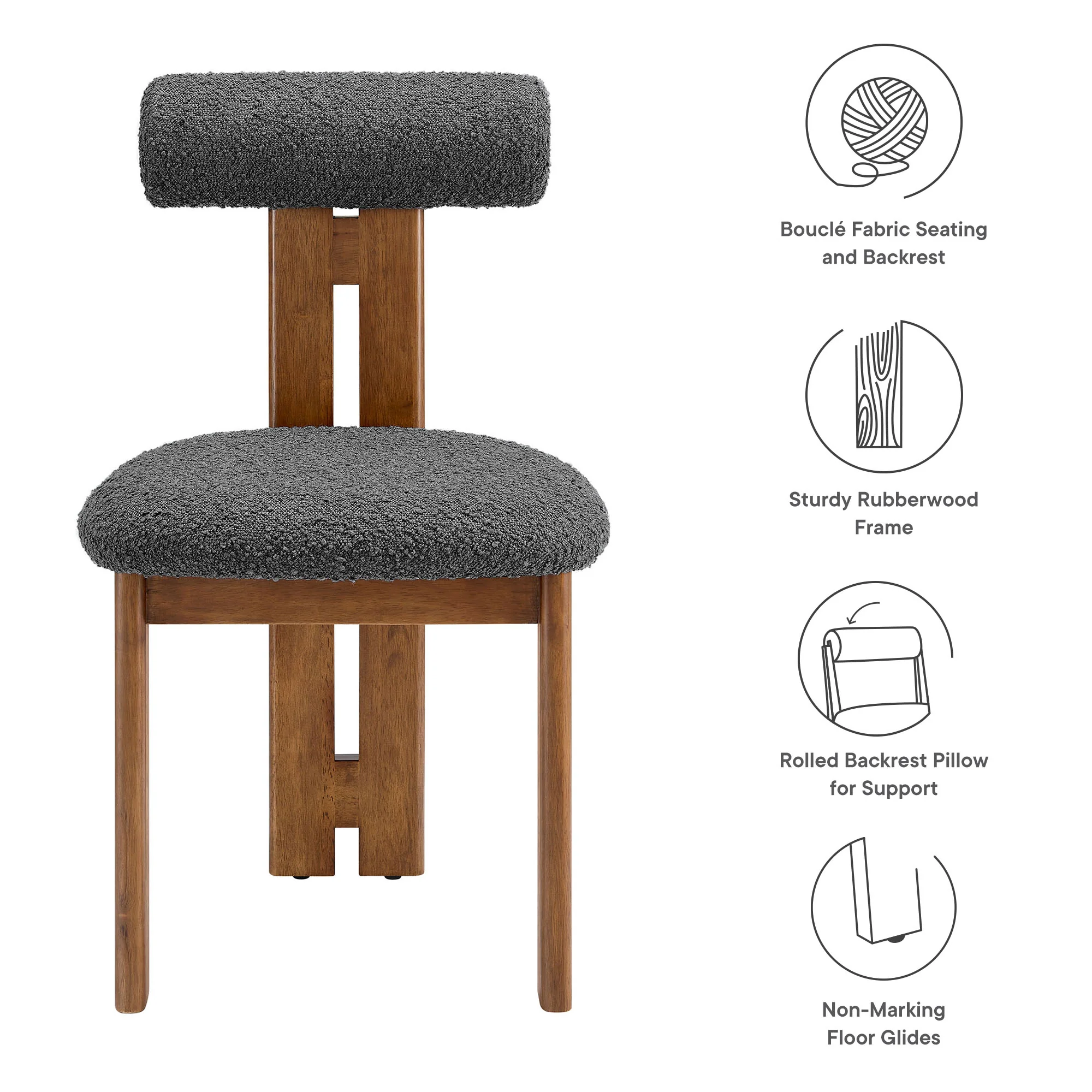 Torian Boucle Fabric Dining Chair Set of 2 by Modway - Image 29