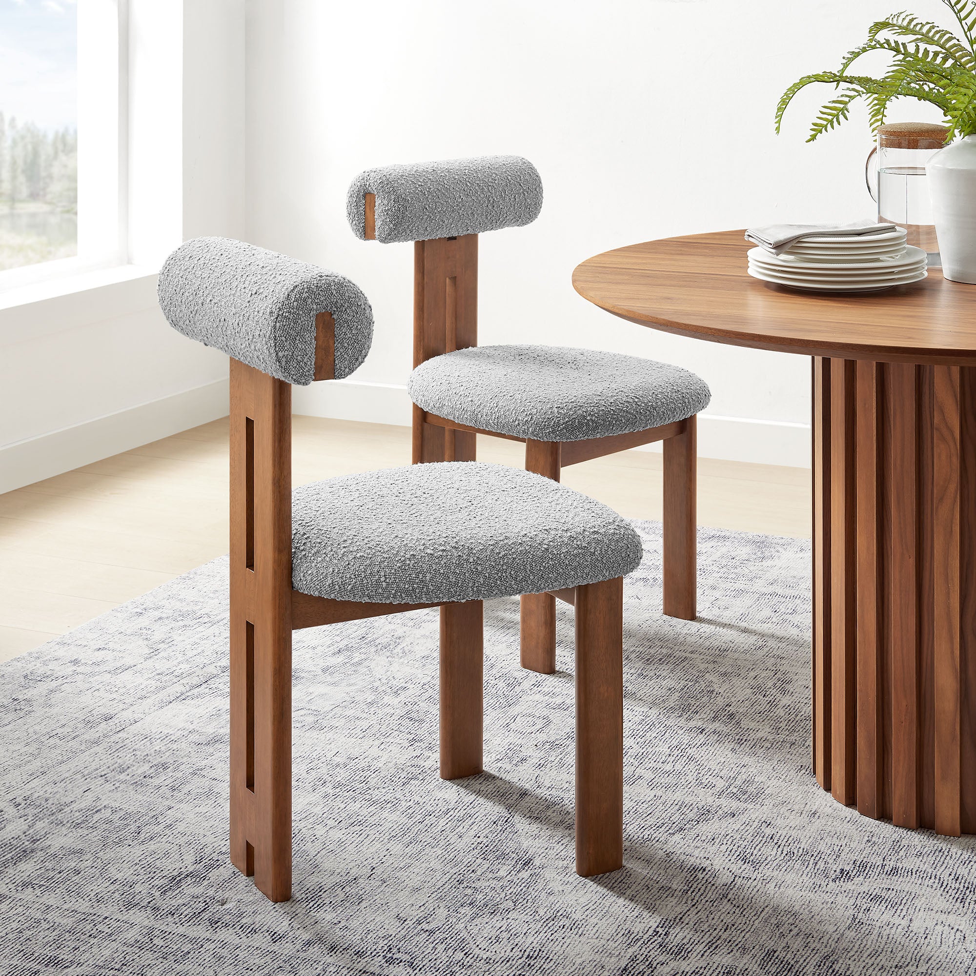 Torian Boucle Fabric Dining Chair Set of 2 by Modway - Image 38