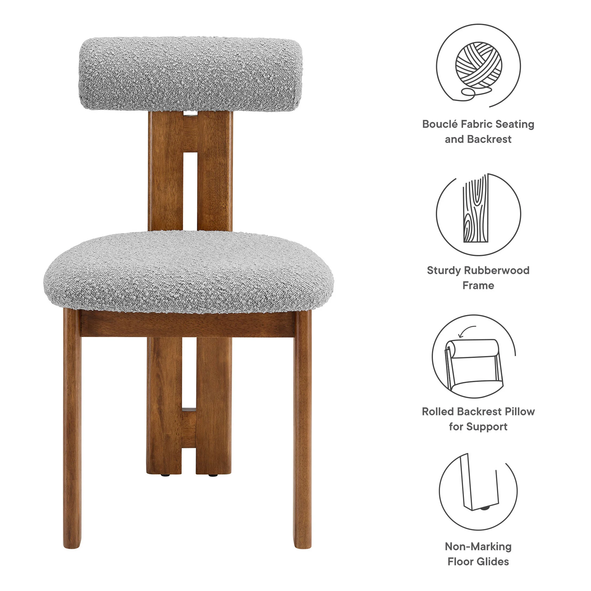 Torian Boucle Fabric Dining Chair Set of 2 by Modway - Image 39
