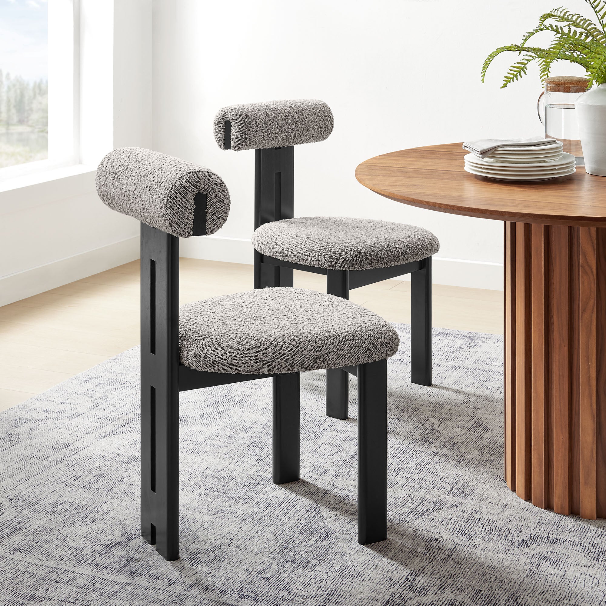 Torian Boucle Fabric Dining Chair Set of 2 by Modway - Image 48