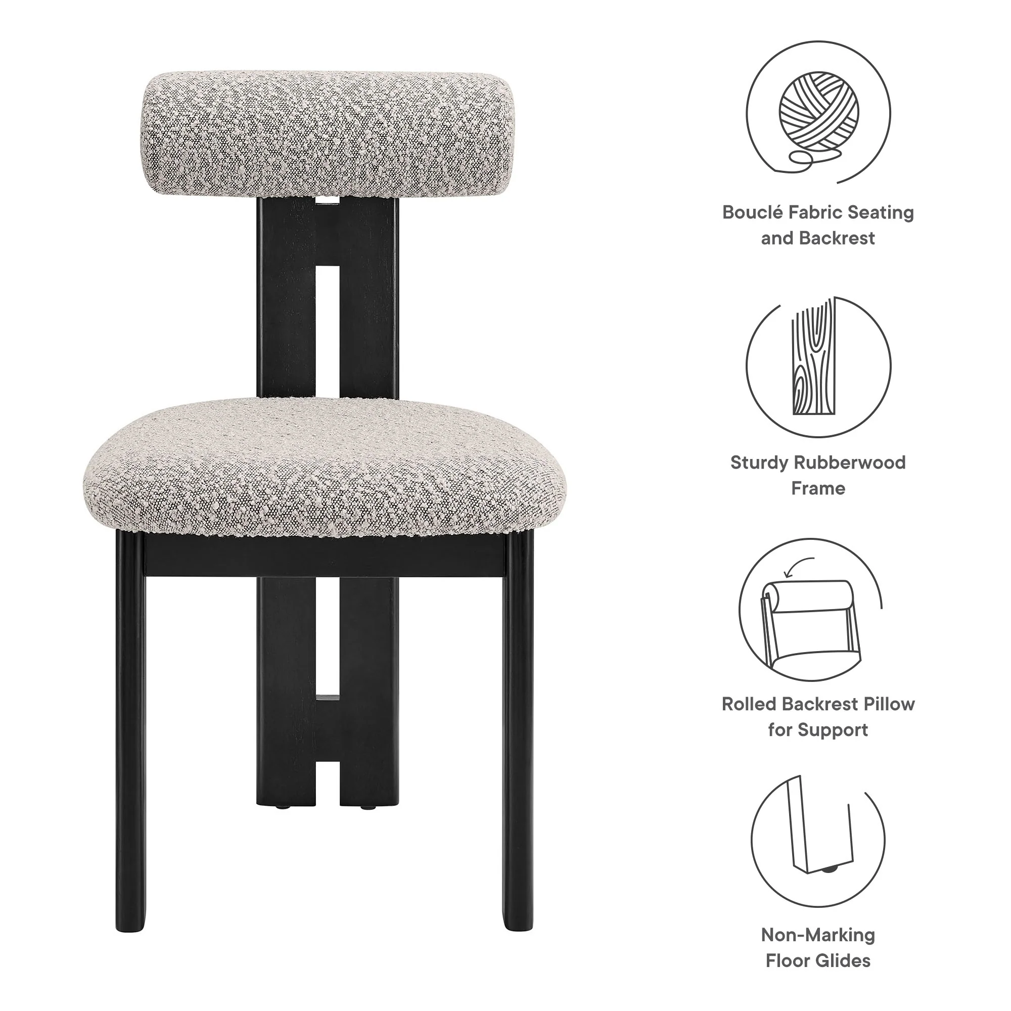 Torian Boucle Fabric Dining Chair Set of 2 by Modway - Image 49