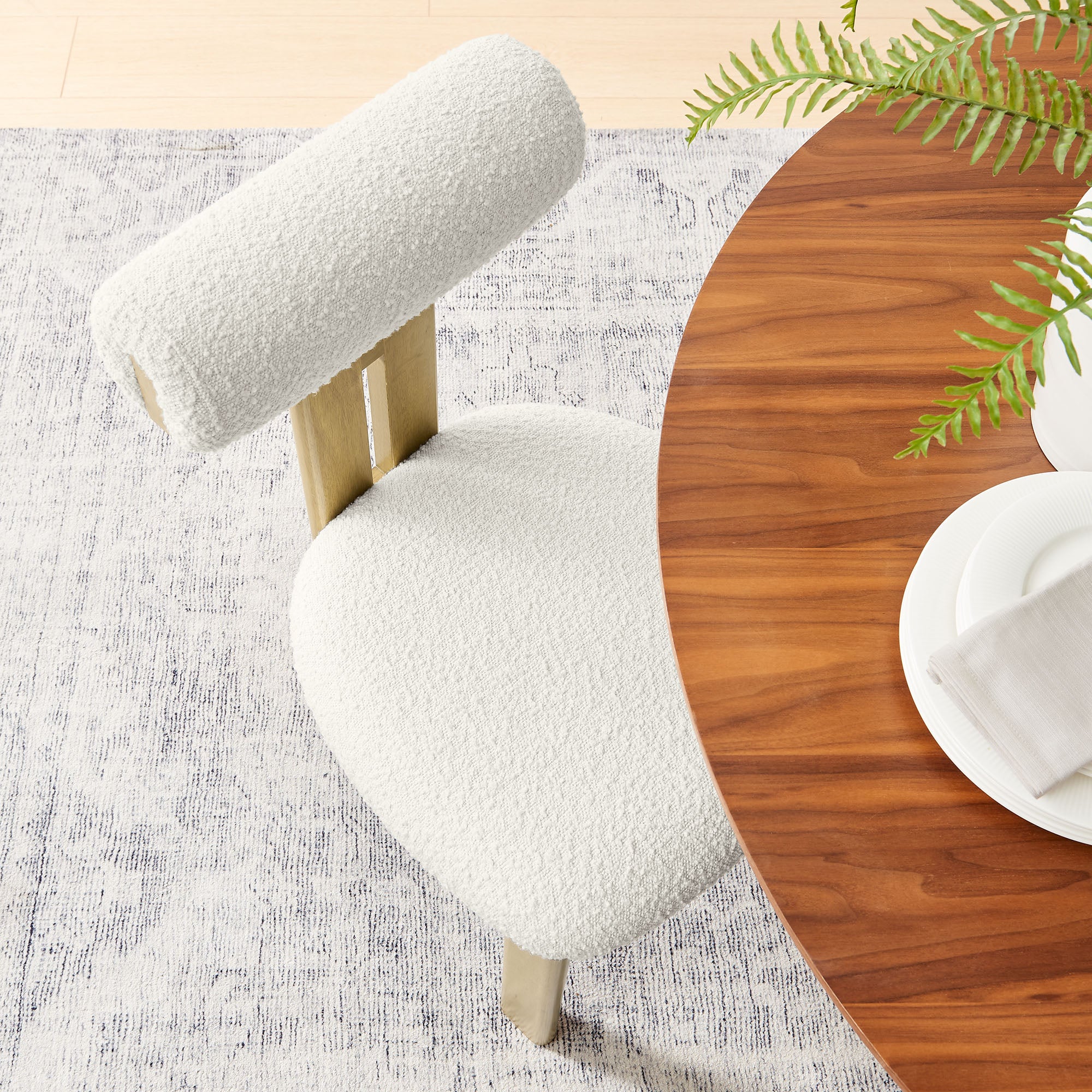 Torian Boucle Fabric Dining Chair Set of 2 by Modway - Image 8