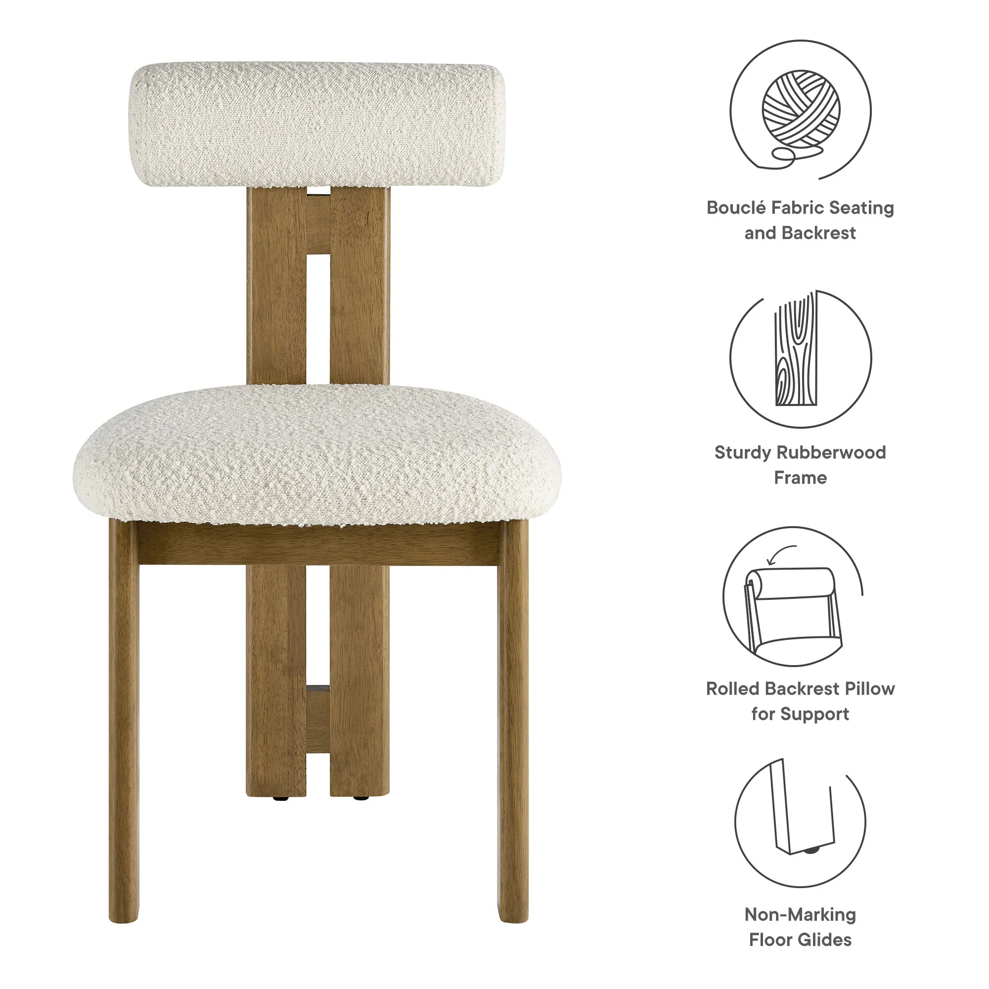 Torian Boucle Fabric Dining Chair Set of 2 by Modway - Image 9