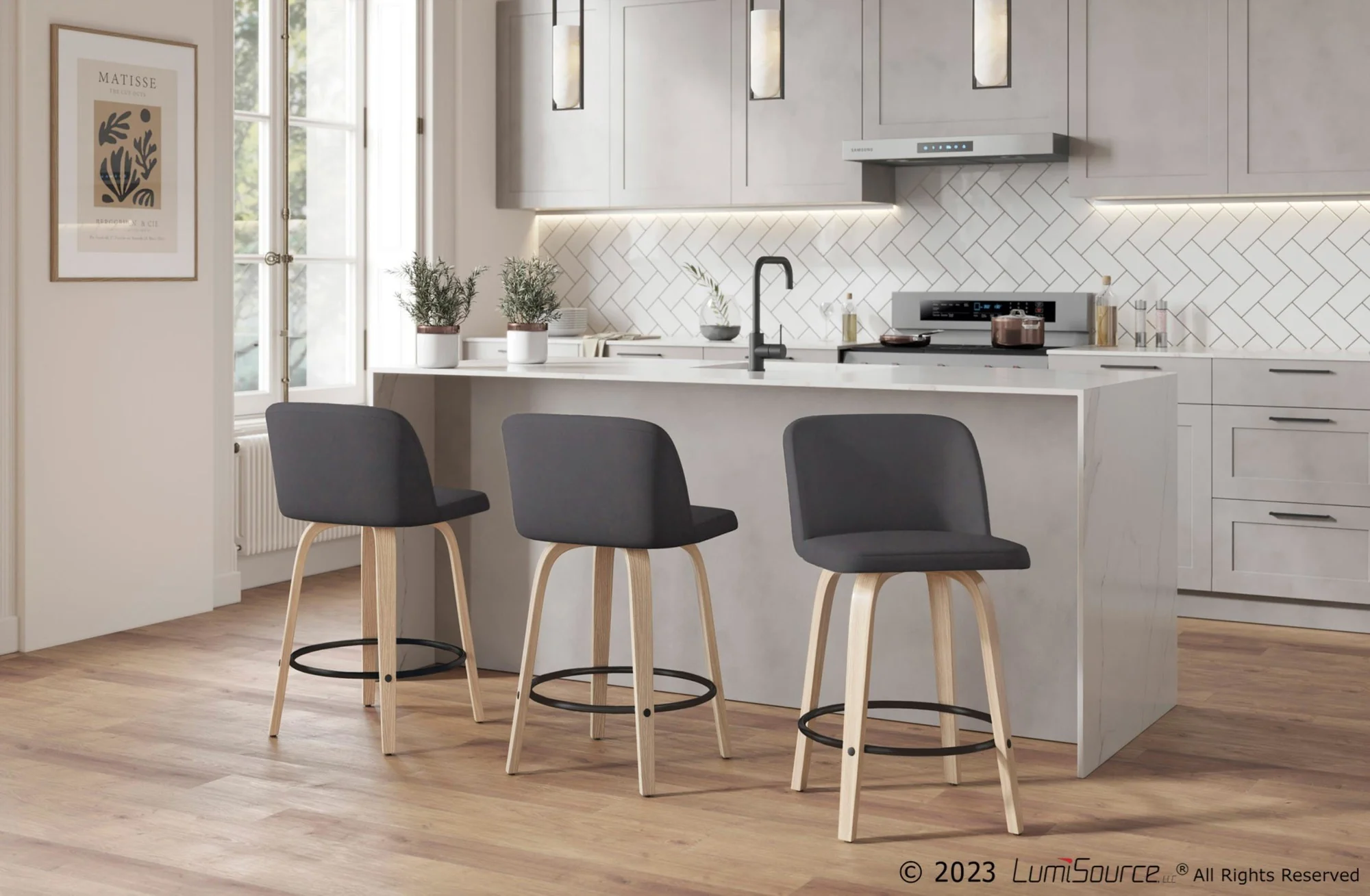 Toriano 24" Fixed Height Counter Stool - Set of 2 Brown By LumiSource - Image 12