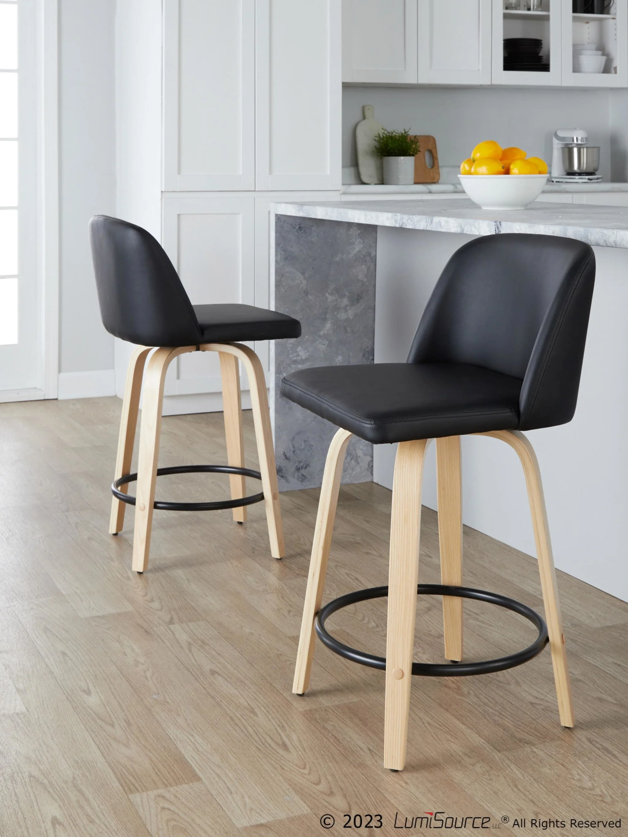 Toriano 24" Fixed-Height Counter Stool - Set of 2 By LumiSource - B24-TRNOPU-GRTZQ2 NABK2 - Image 2