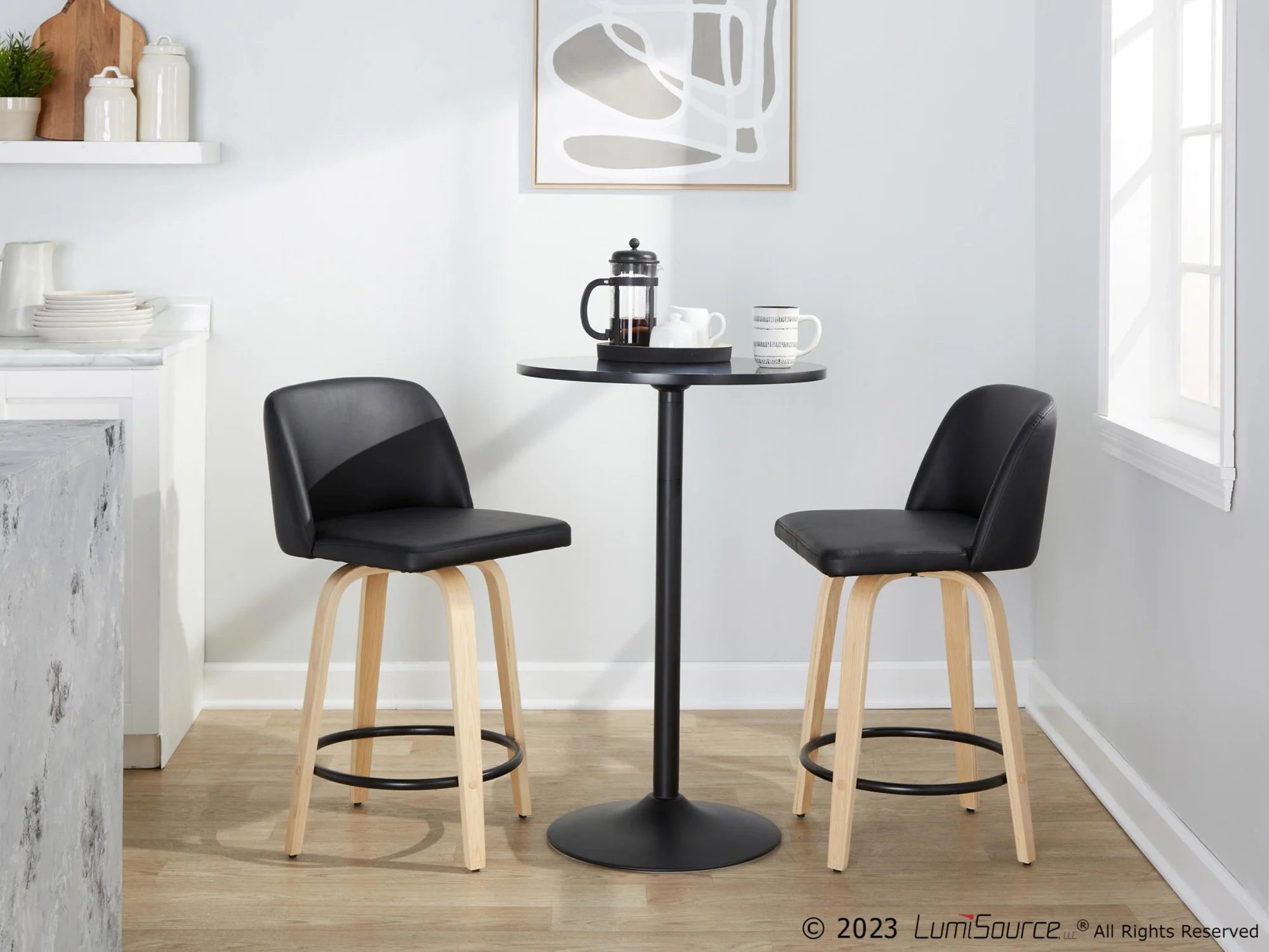 Toriano 24" Fixed-Height Counter Stool - Set of 2 By LumiSource - B24-TRNOPU-GRTZQ2 NABK2 - Image 4