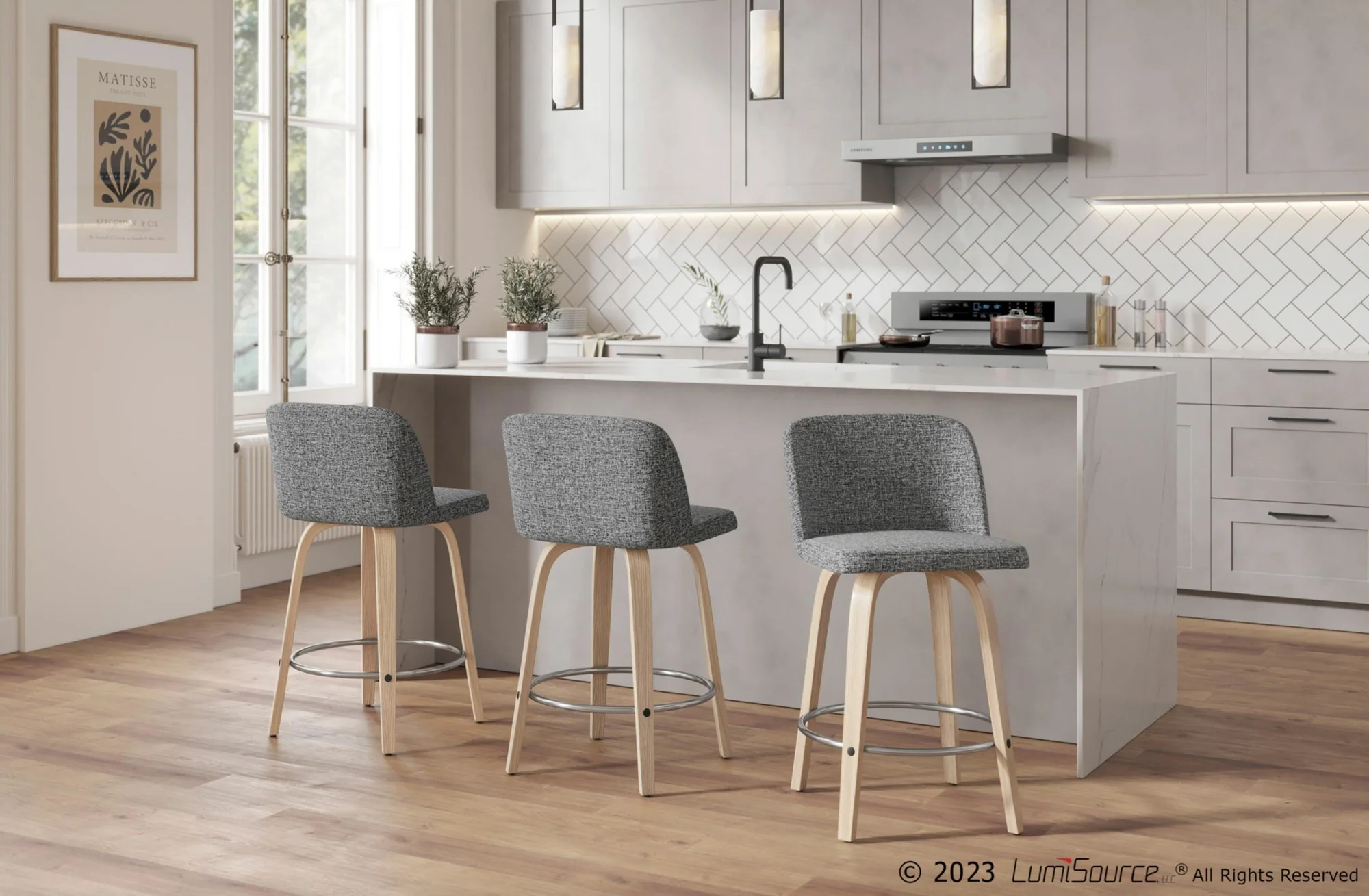 Toriano 24" Fixed-Height Counter Stool - Set of 2 By LumiSource - B24-TRNOPU-GRTZQ2 NABK2 - Image 51